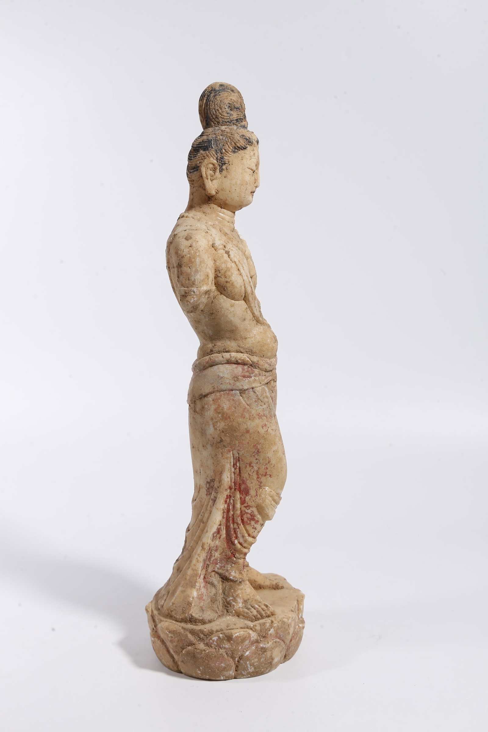 A WHITE MARBLE BUDDHA STATUE - 8