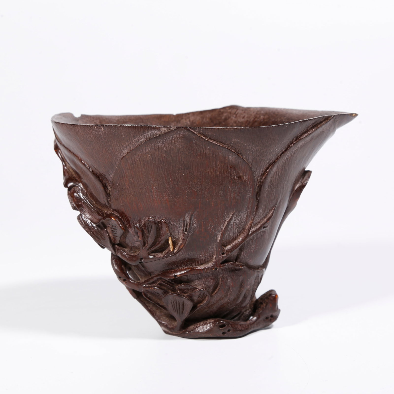 A BAMBOO ROOT CARVED MAGNOLIA CUP (1 of 9)
