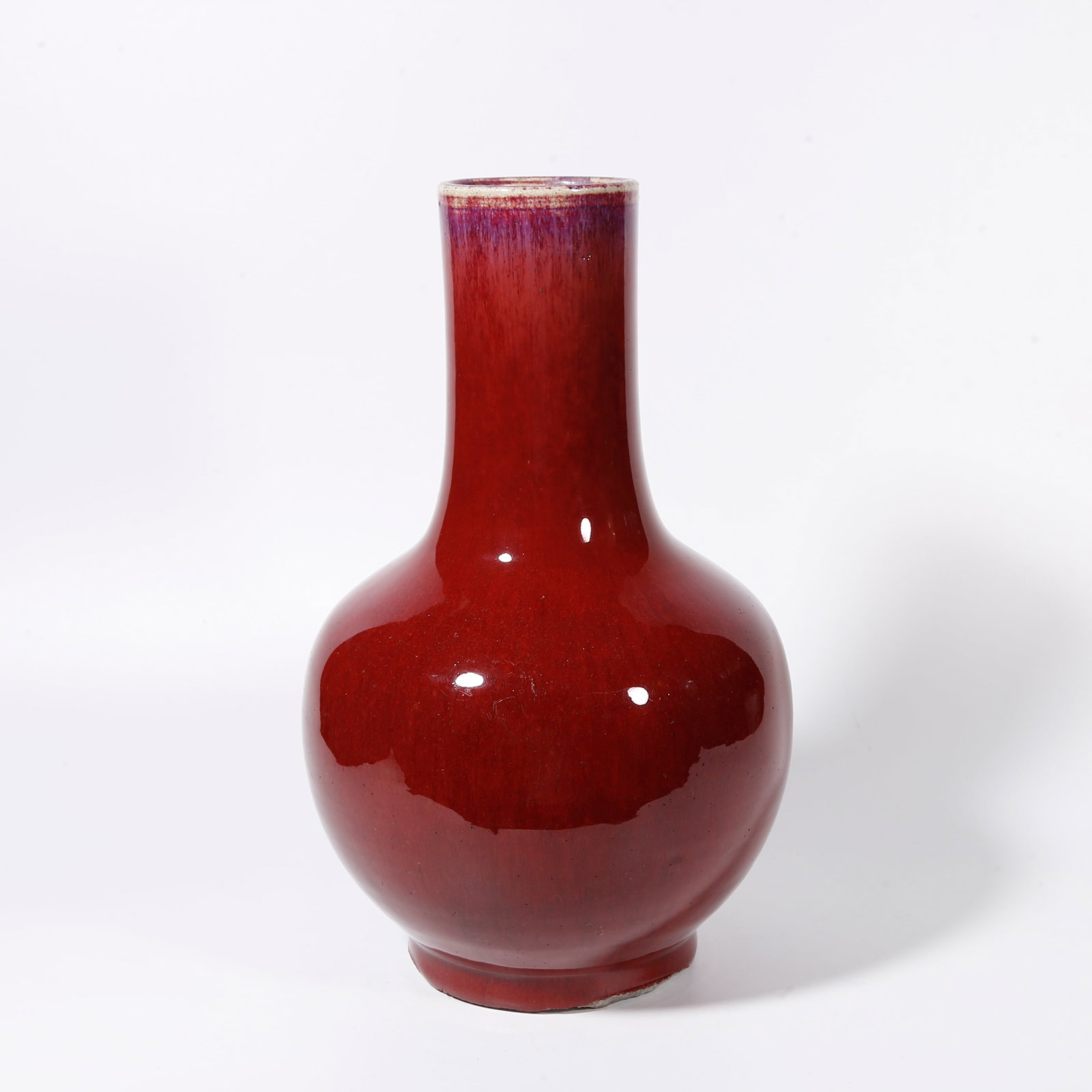 A FLAMBE GLAZE GLOBULAR VASE: Flambe Glaze Globular Vase