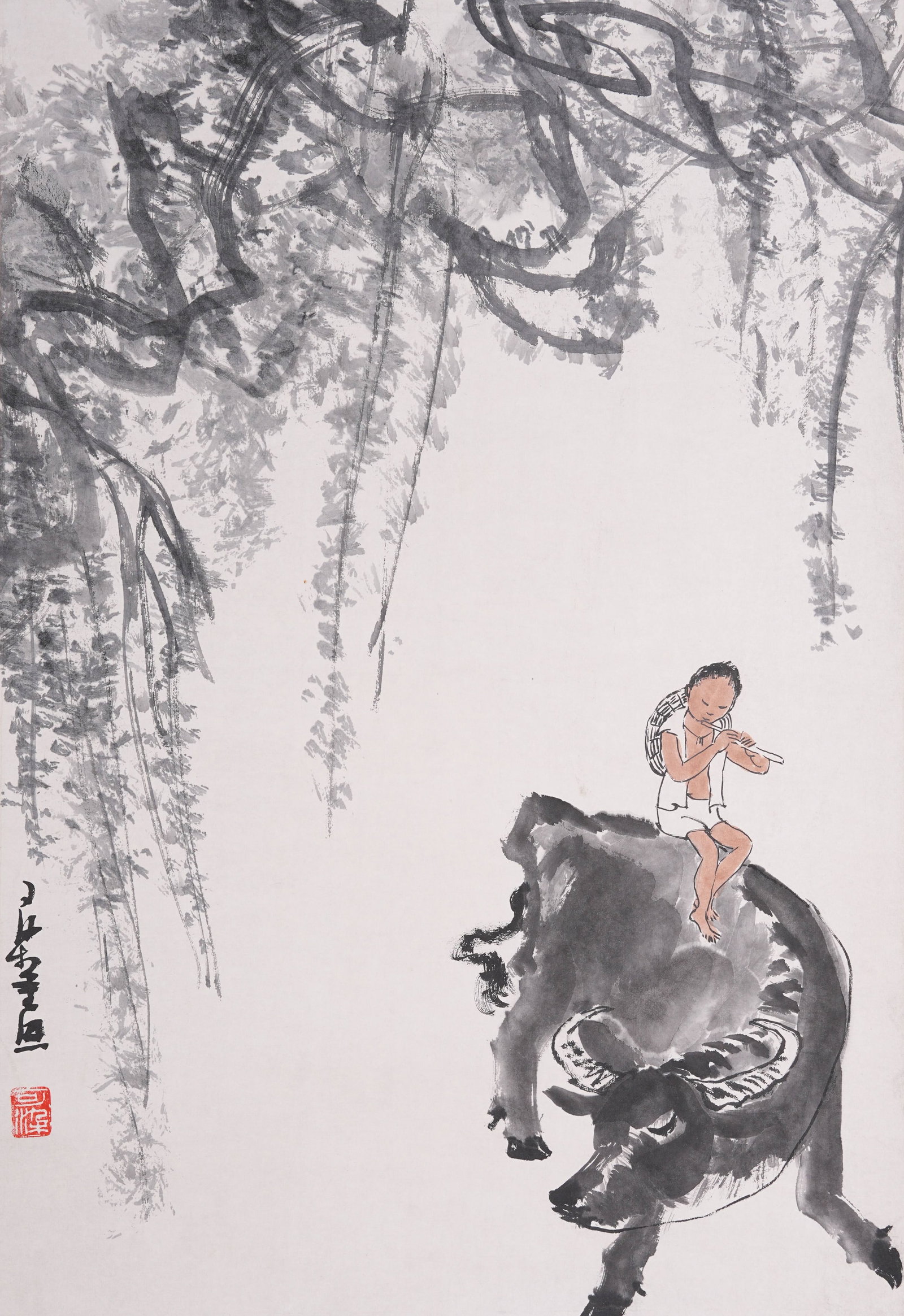 A CATTLE HERDING PAINTING ON PAPER BY LI KERAN.李可染 (1 of 8)