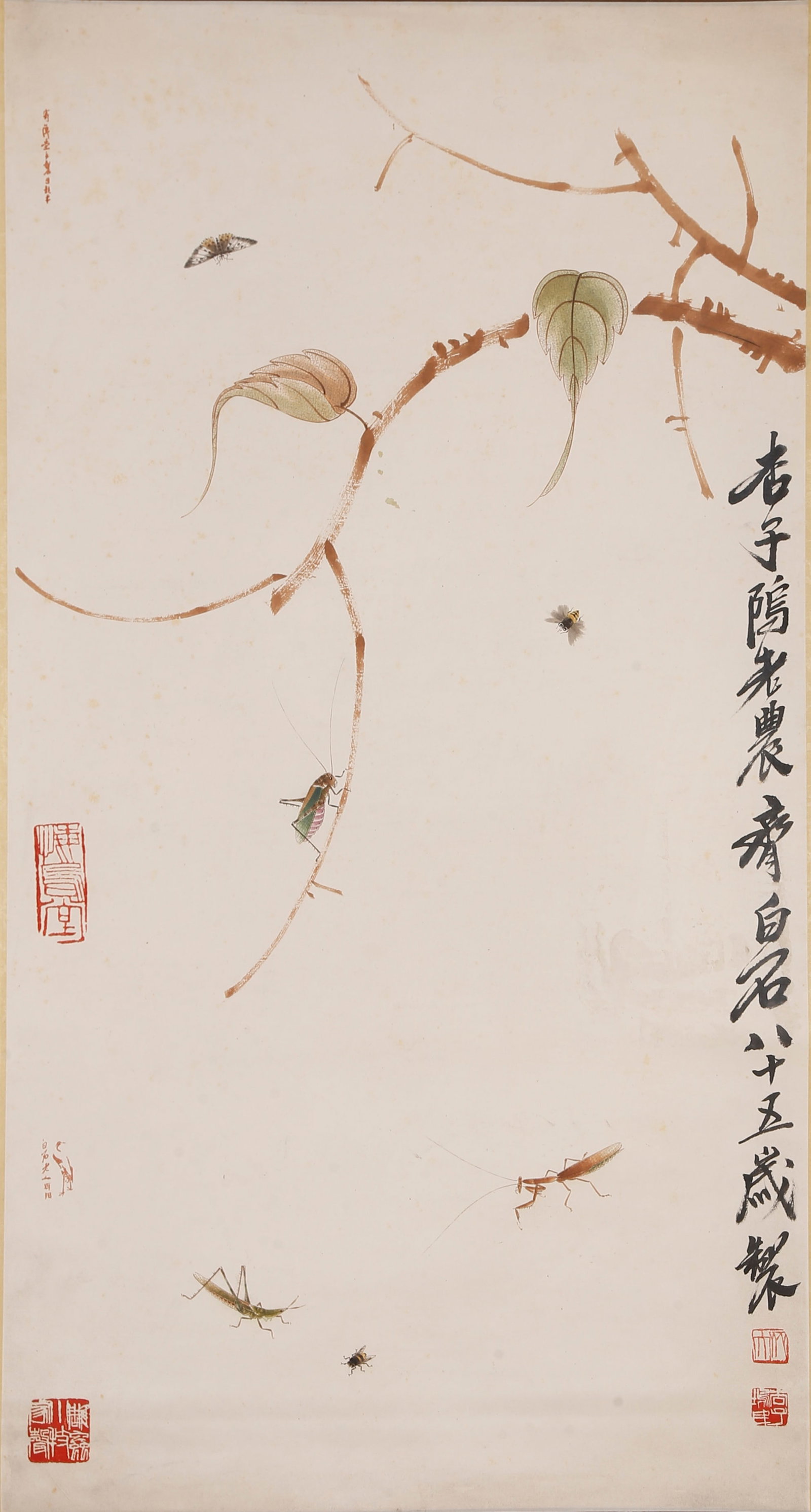 A INSECT PAINTING ON PAPER BY QI BAISHI.齊白石