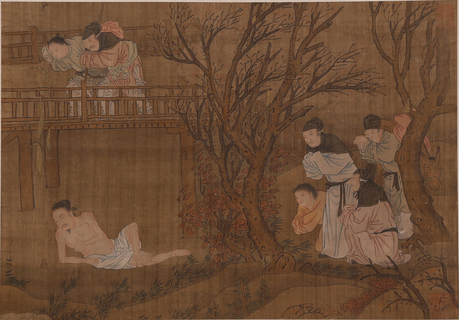 A UNMOUNTED EROTIC PAINTING ON SILK BY ANONYMOUS.: Unmounted Erotic Painting on Silk by Anonymous.