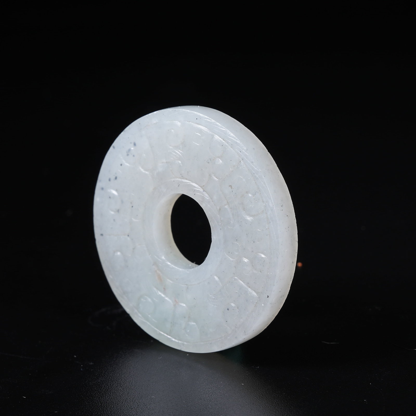 A ANCIENT JADE BI DISC WITH HOOKED CLOUD PATTERN - 6