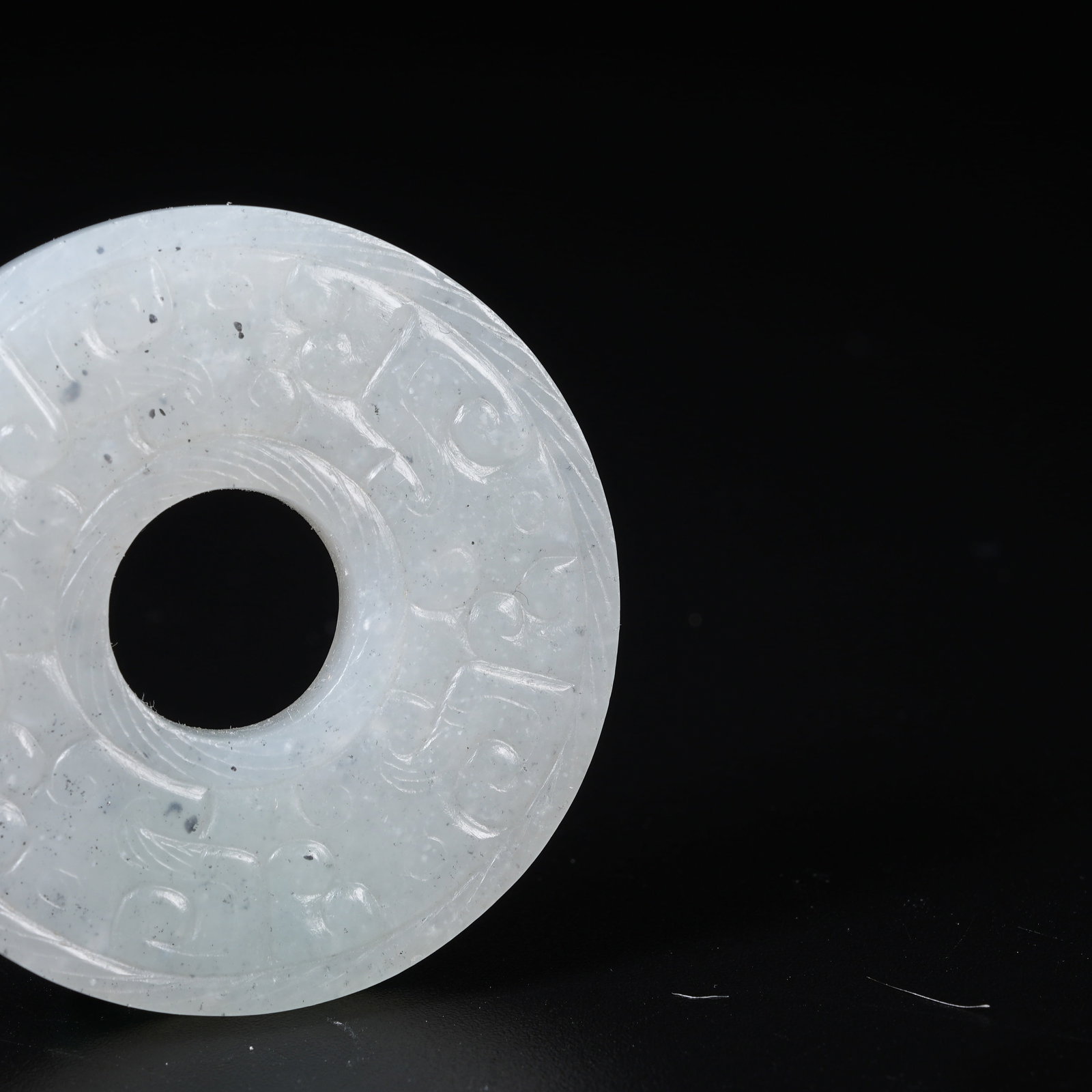 A ANCIENT JADE BI DISC WITH HOOKED CLOUD PATTERN - 7