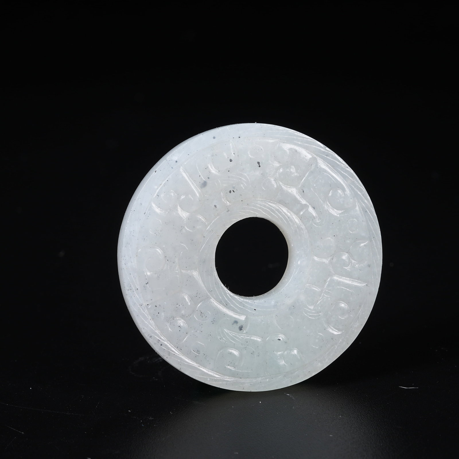 A ANCIENT JADE BI DISC WITH HOOKED CLOUD PATTERN - 8