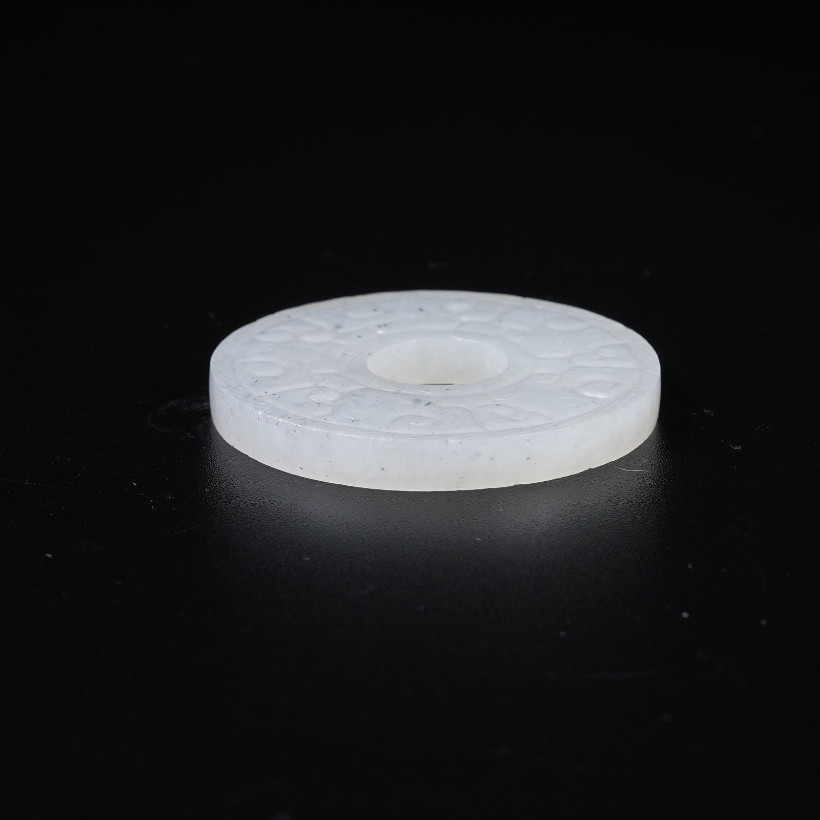 A ANCIENT JADE BI DISC WITH HOOKED CLOUD PATTERN - 9