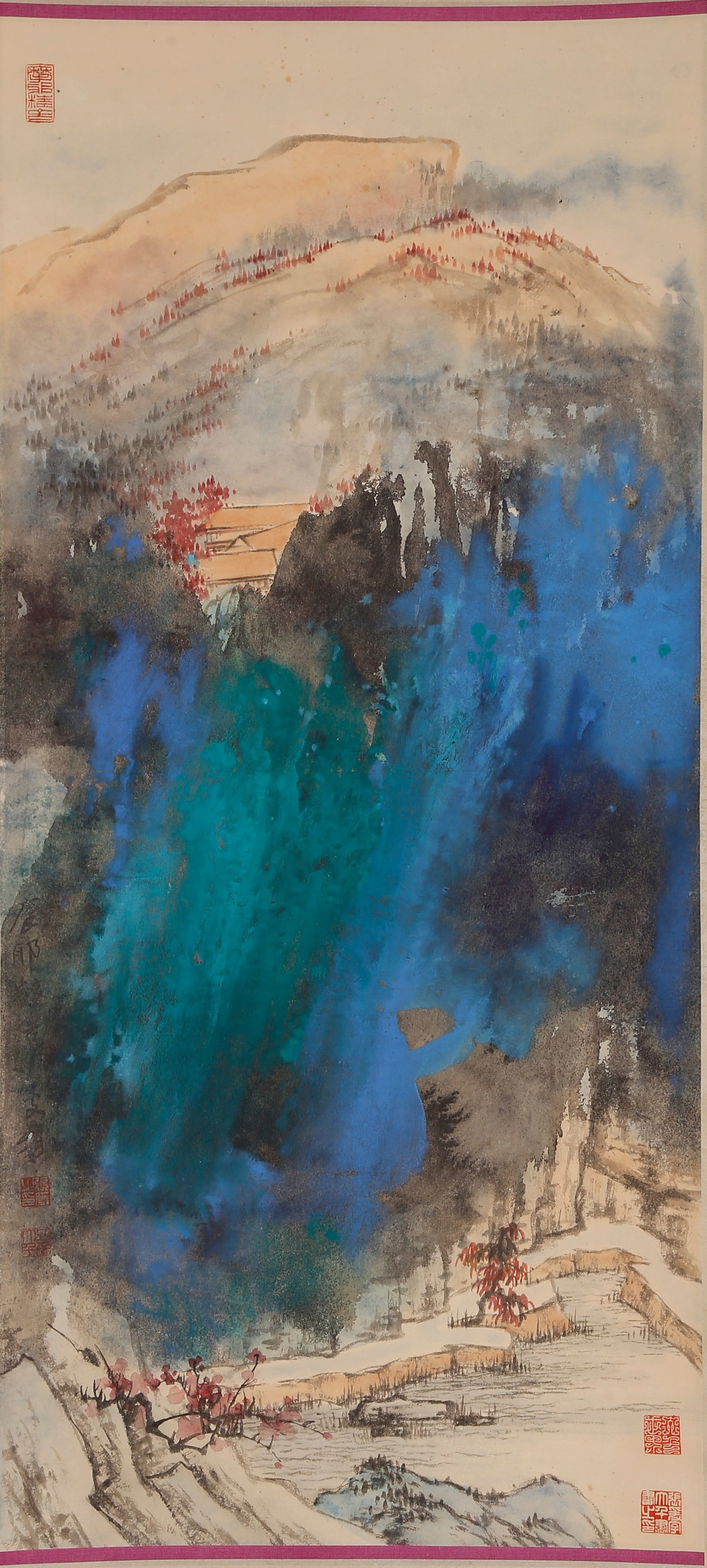 A SPLASHED COLOR PAINTING ON PAPER BY ZHANG DAQIAN.張大千 (1 of 9)