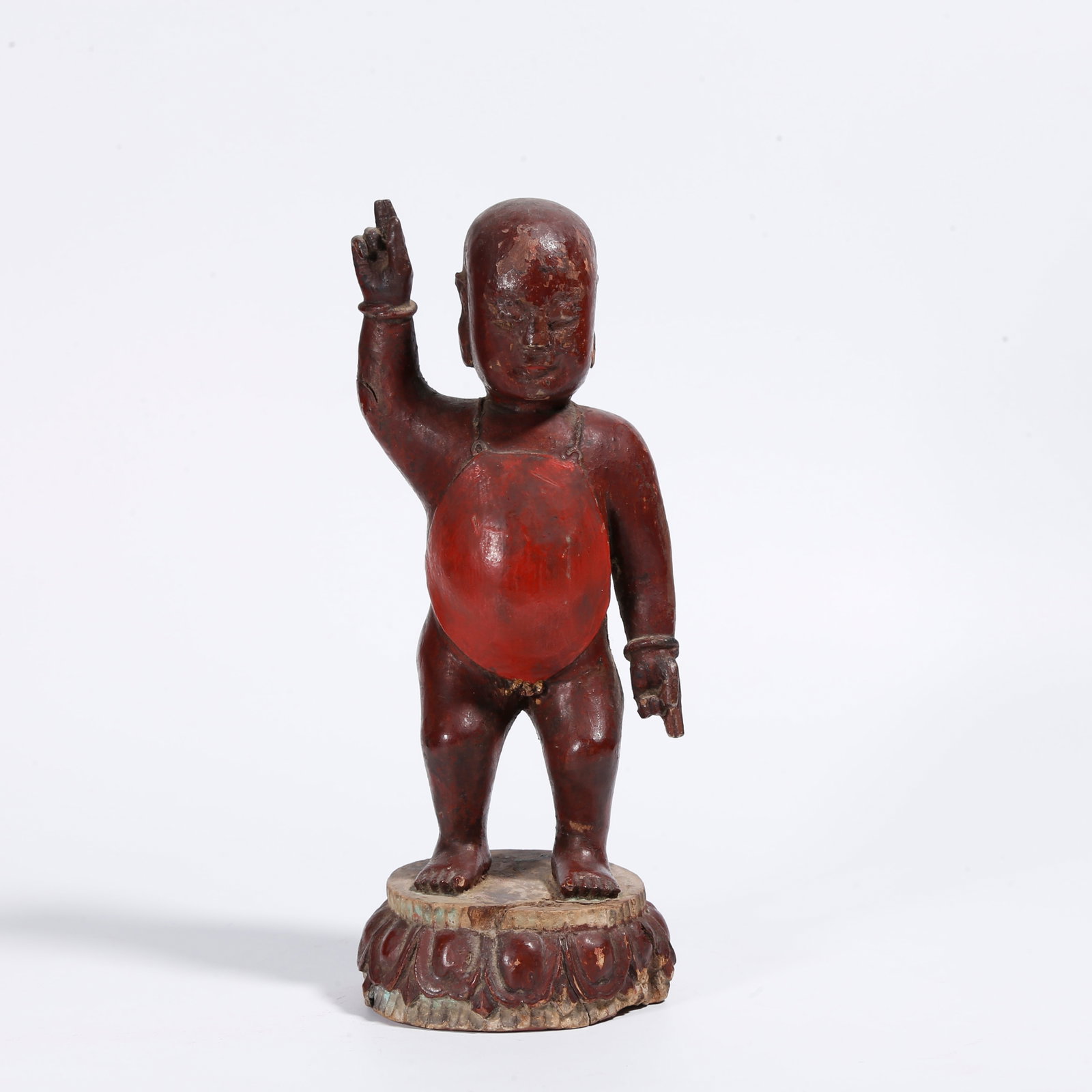A LACQUERED WOOD STATUE OF CROWN PRINCE (1 of 9)