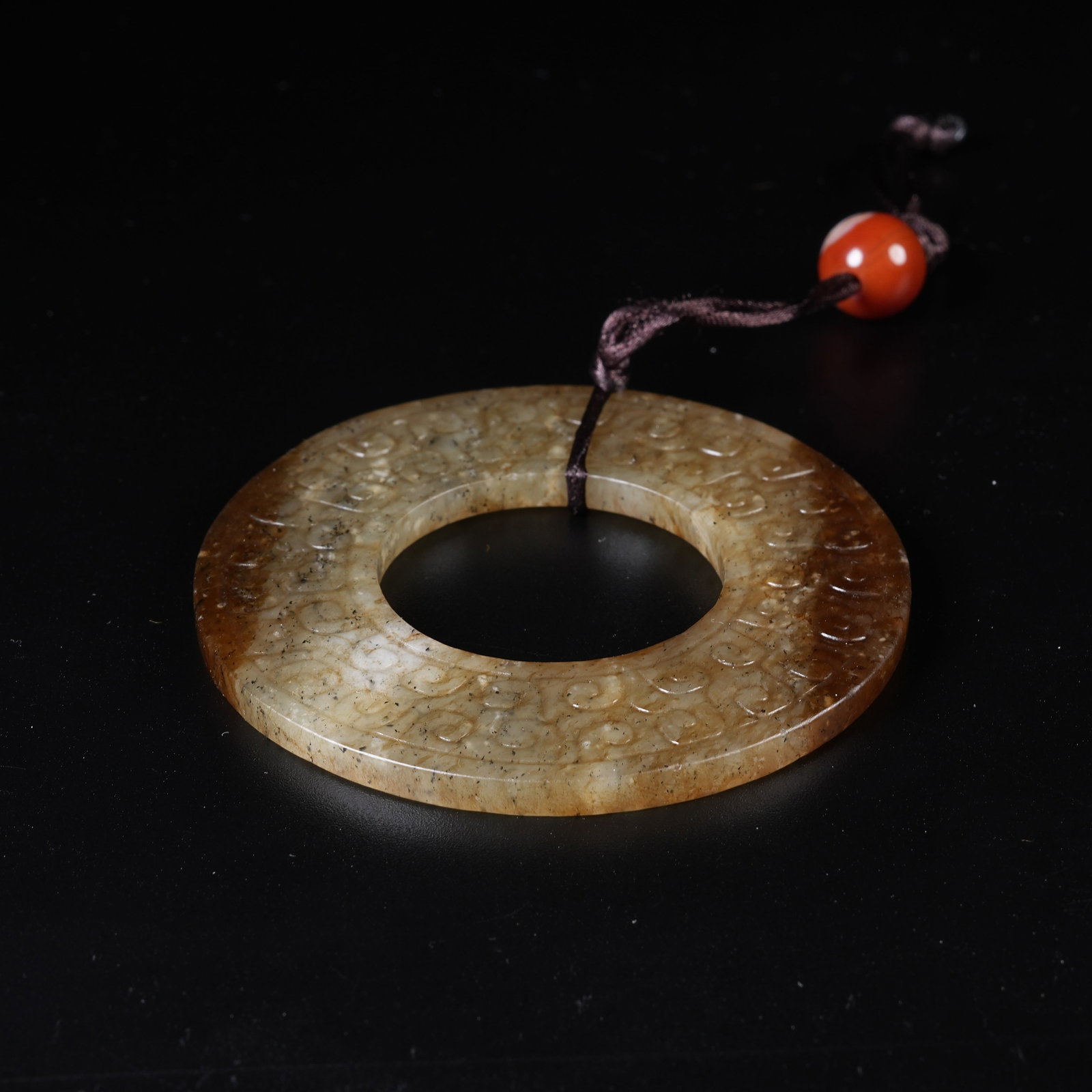 A ANCIENT JADE BI DISC WITH HOOKED CLOUD PATTERN - 6