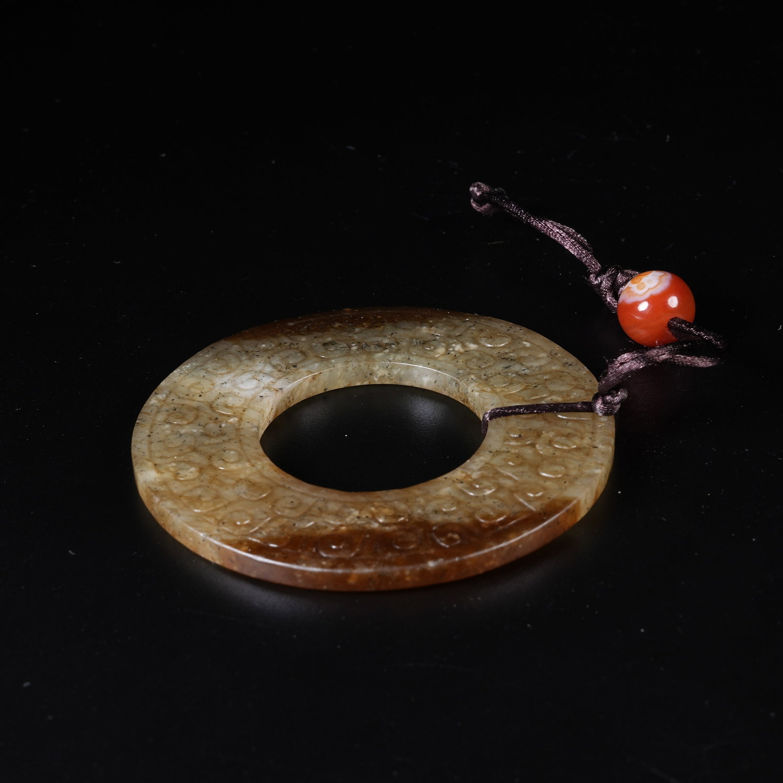 A ANCIENT JADE BI DISC WITH HOOKED CLOUD PATTERN - 7