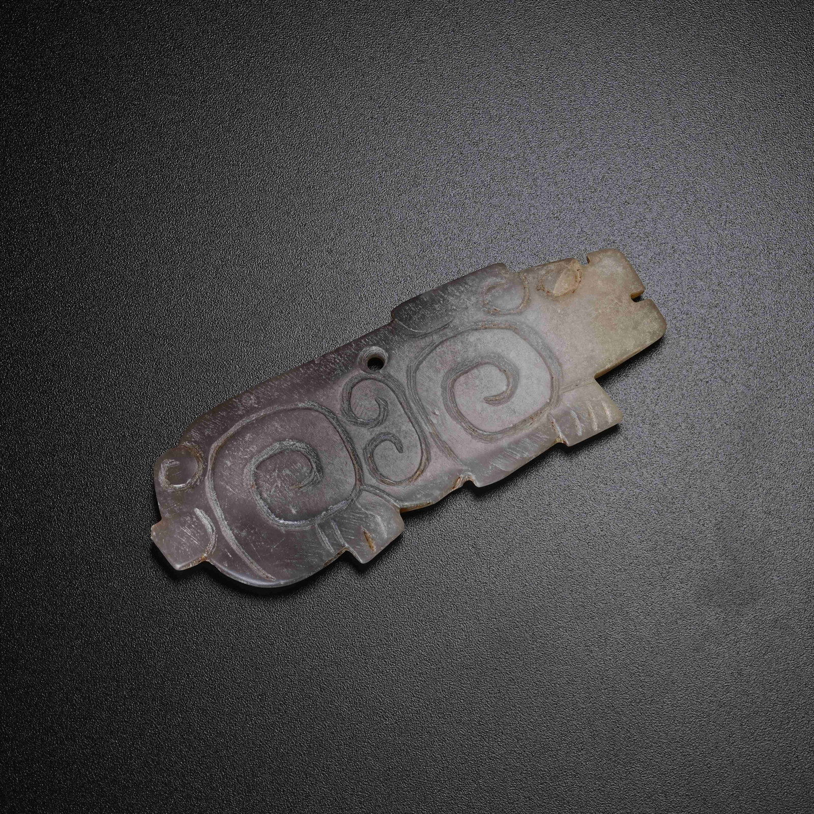 A ANCIENT JADE HANGING ORNAMENT WITH BEAST PATTERN: Ancient Jade Hanging Ornament with Beast Pattern