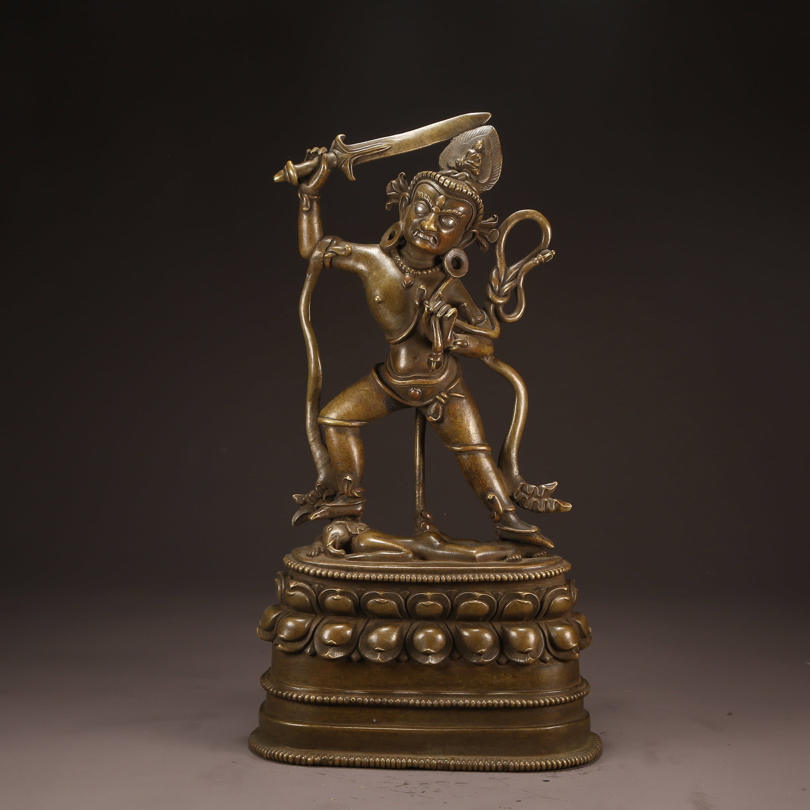 A ALLOY BRONZE INLAID SILVER FUDO MYO-O (ACALA) STATUE