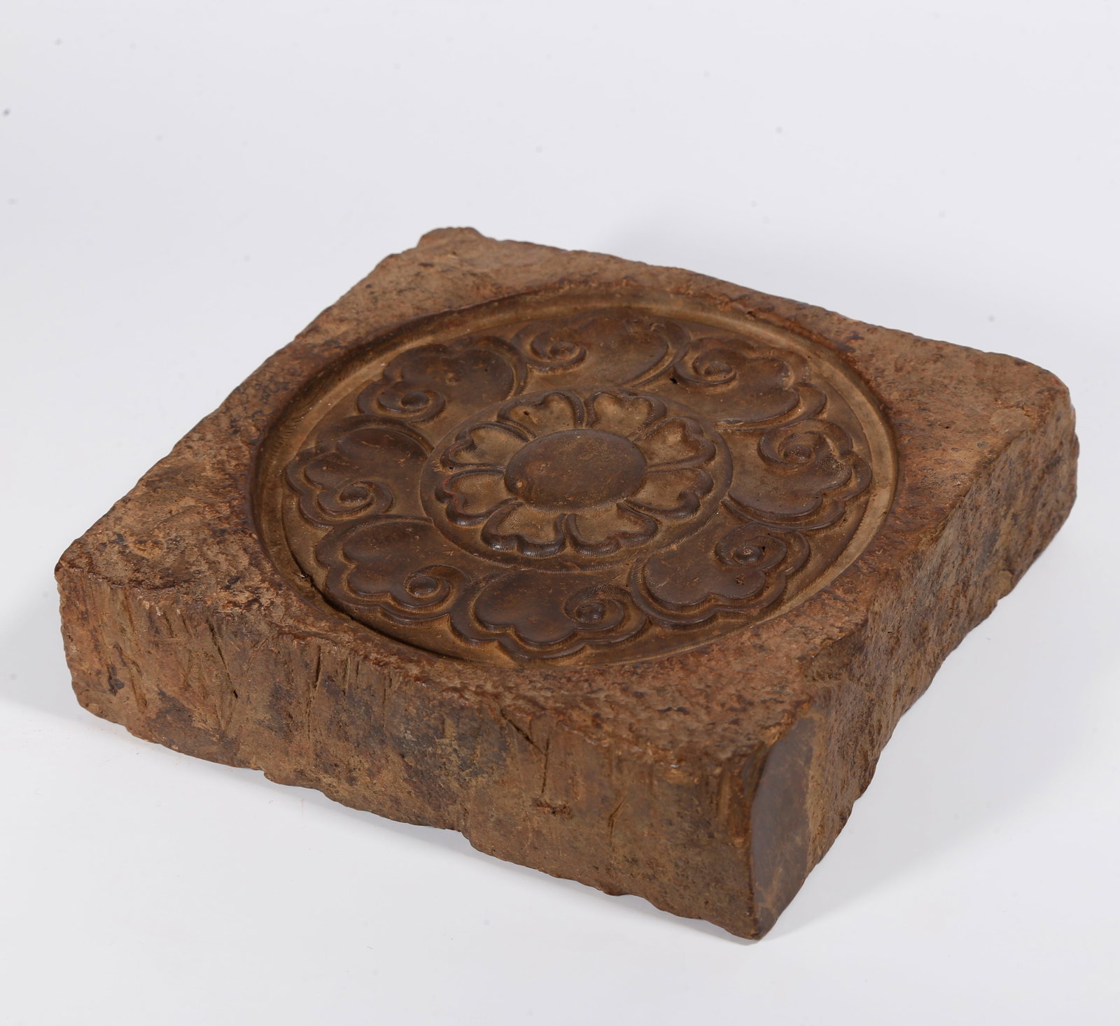 A POTTERY BRICK WITH FLORAL PATTERN (1 of 8)