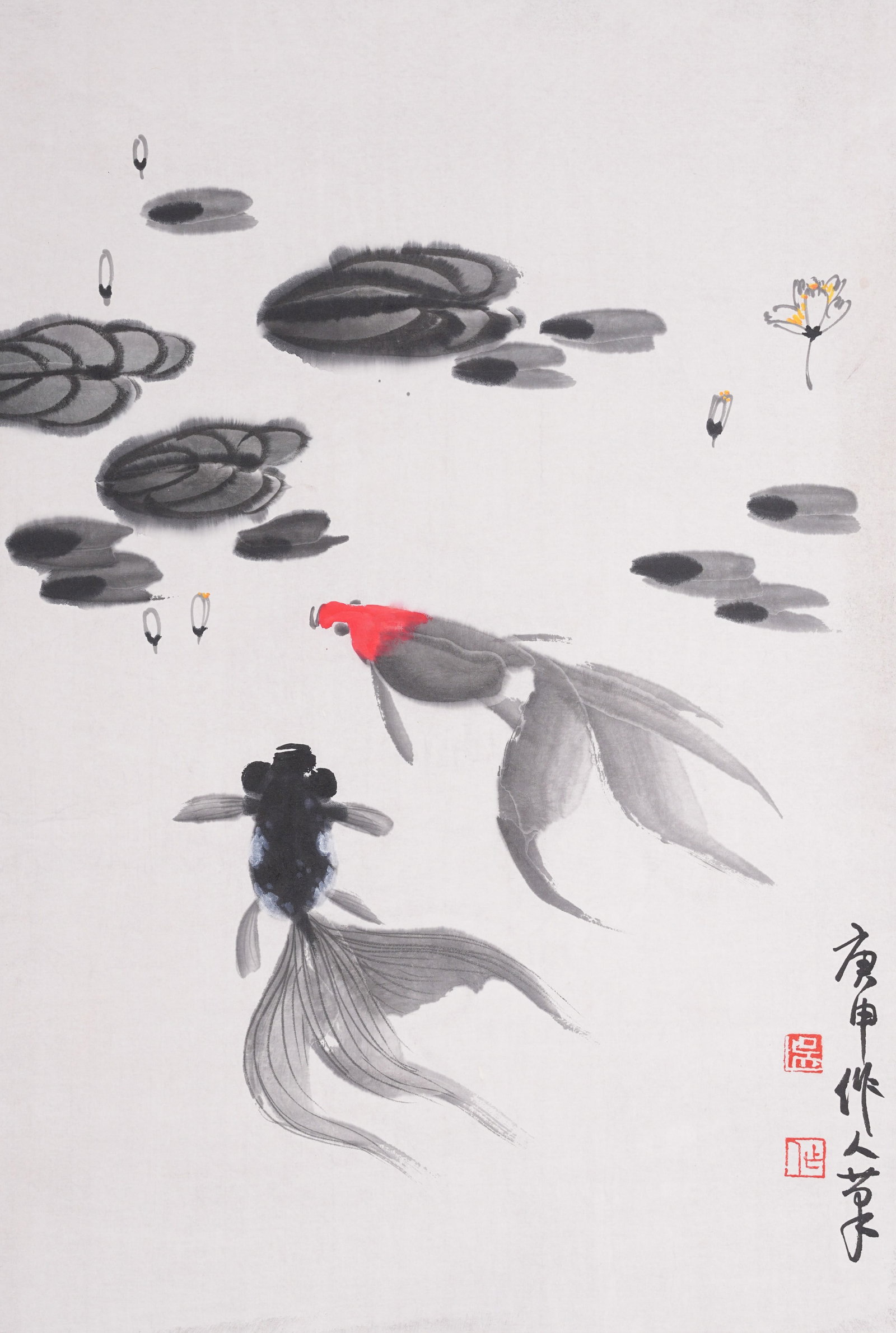 A GOLDFISH PAINTING ON PAPER BY WU ZUOREN.吳作人 (1 of 8)