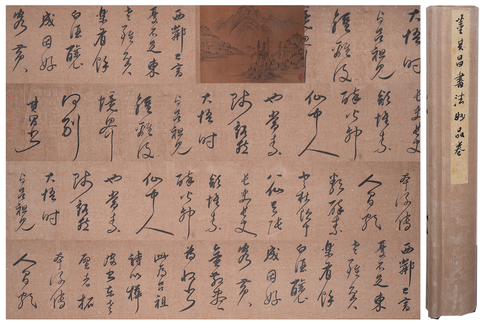 A CALLIGRAPHY HANDSCROLL ON PAPER BY DONG QICHANG.董其昌: Calligraphy Handscroll on Paper by Dong Qichang.董其昌