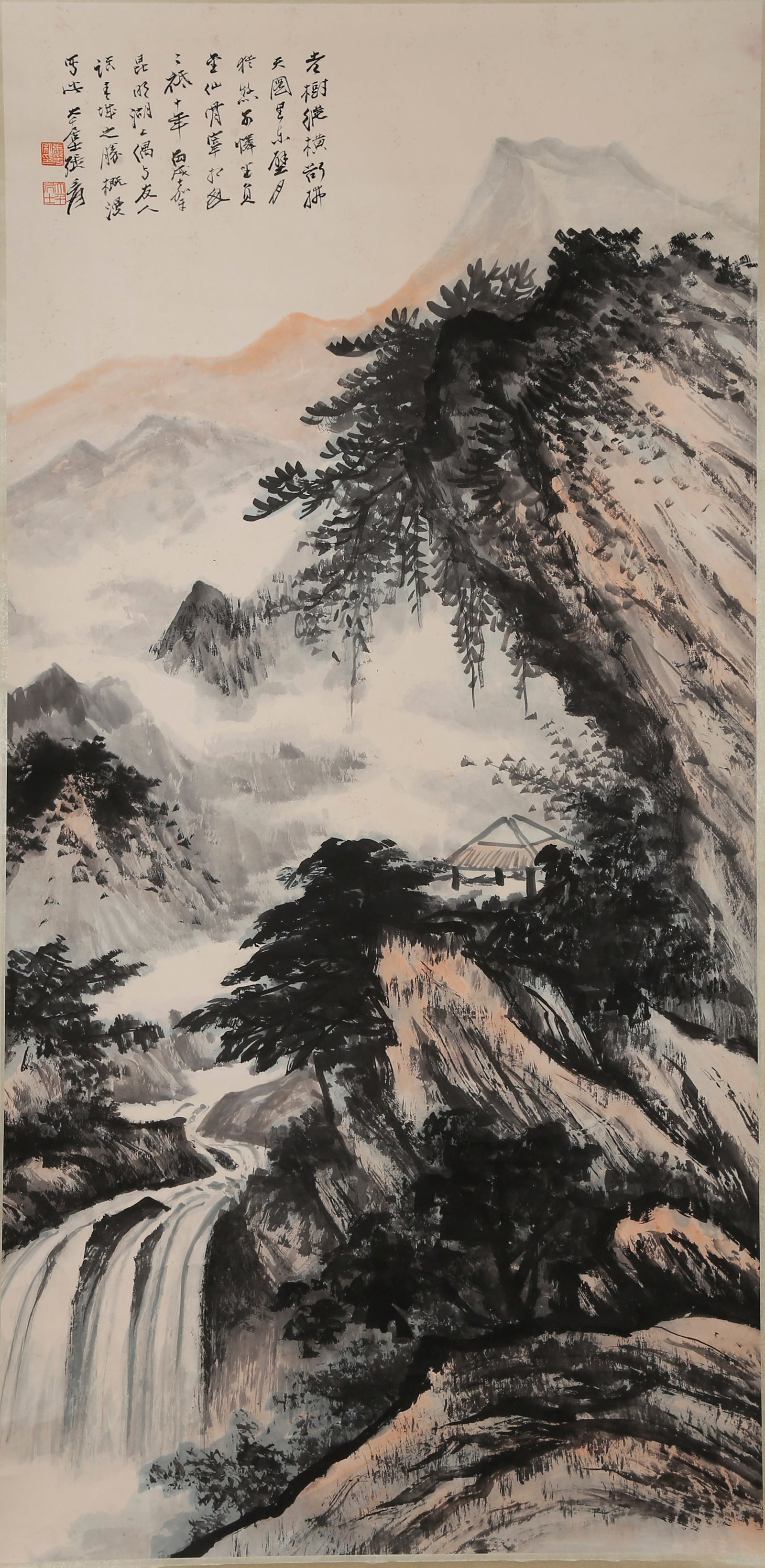 A LANDSCAPE PAINTING ON PAPER BY ZHANG DAQIAN.張大千