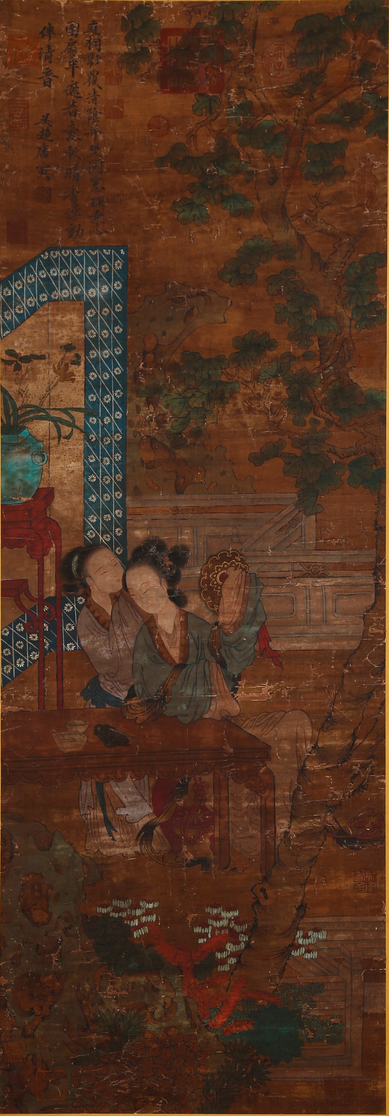 A FIGURE PAINTING ON SILK BY TANG YIN.唐寅: Figure Painting on Silk by Tang Yin.唐寅