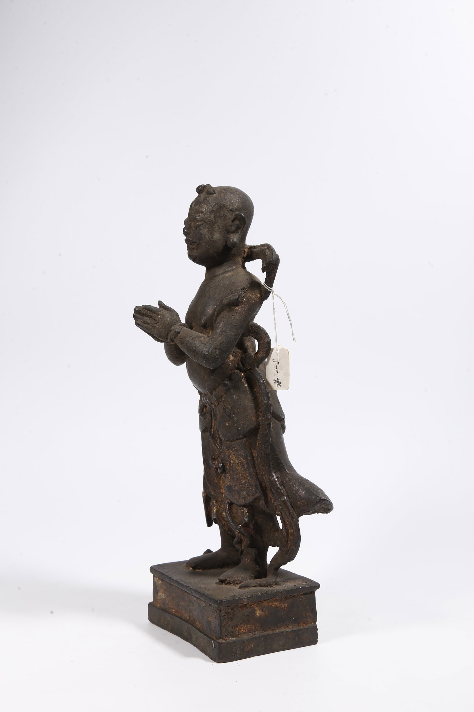 A BRONZE BOY STATUE - 4