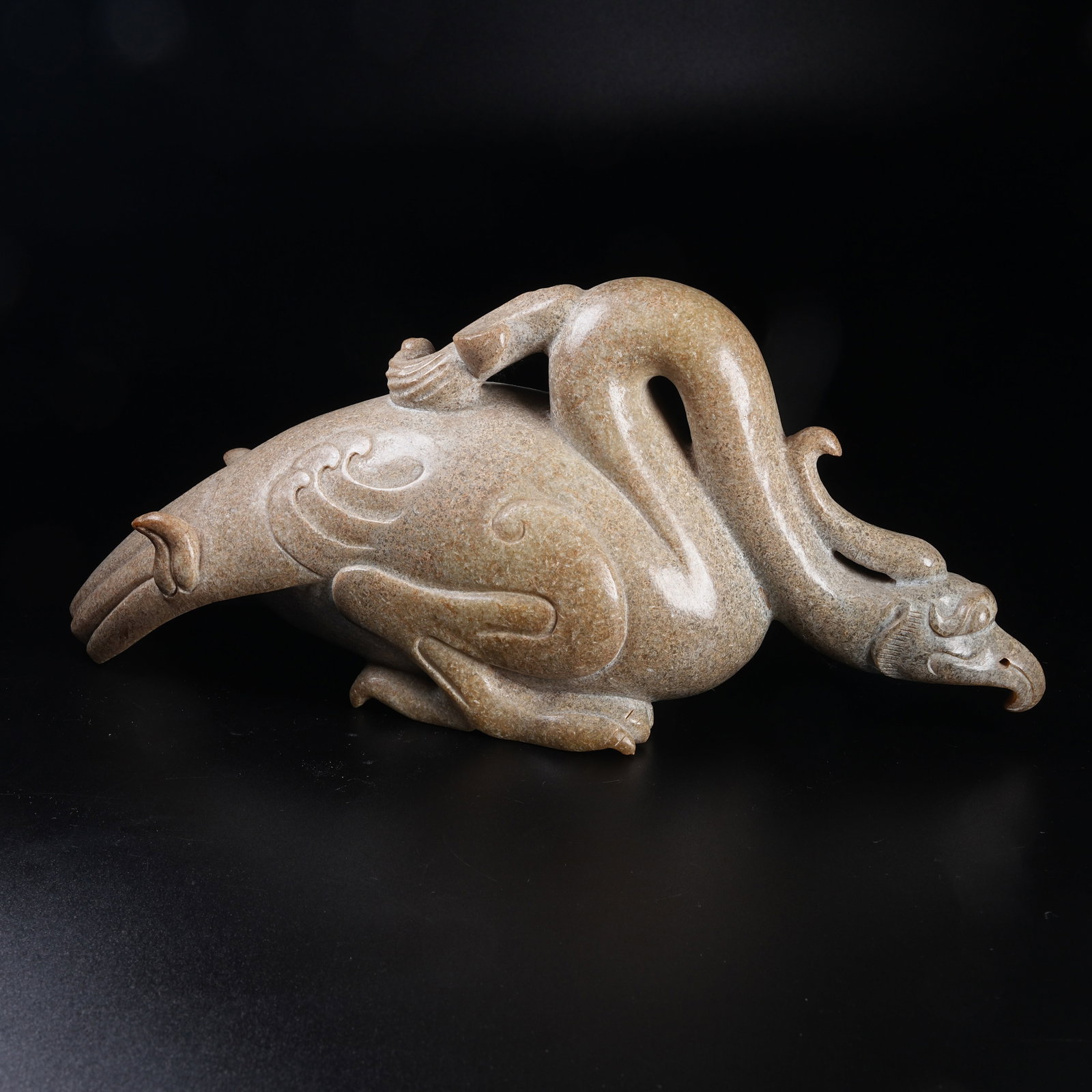 A ARCHAIC JADE PHOENIX ORNAMENT: Archaic Jade Phoenix Ornament