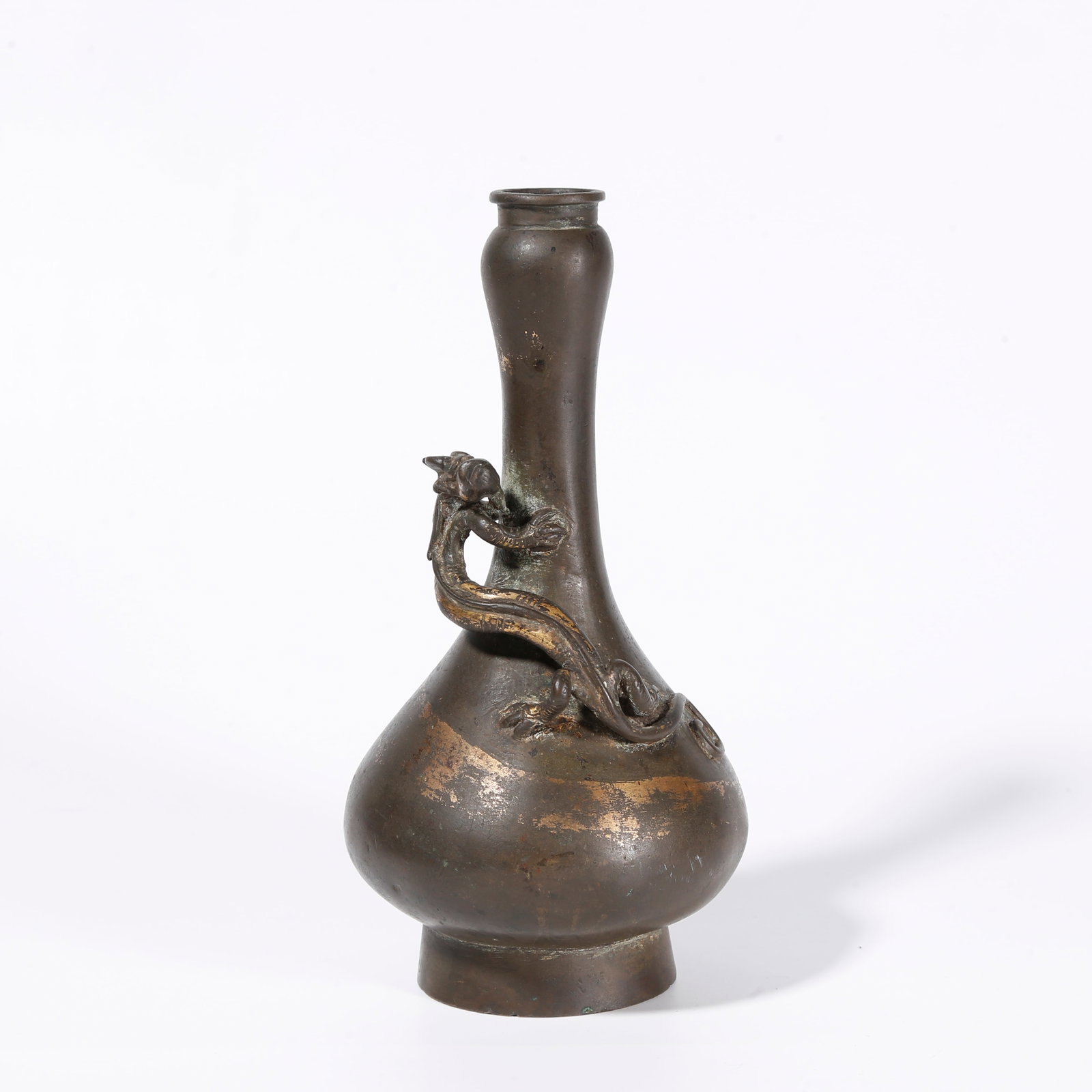 A BRONZE GARLIC-HEAD VASE COILED DRAGON PATTERNS (1 of 9)