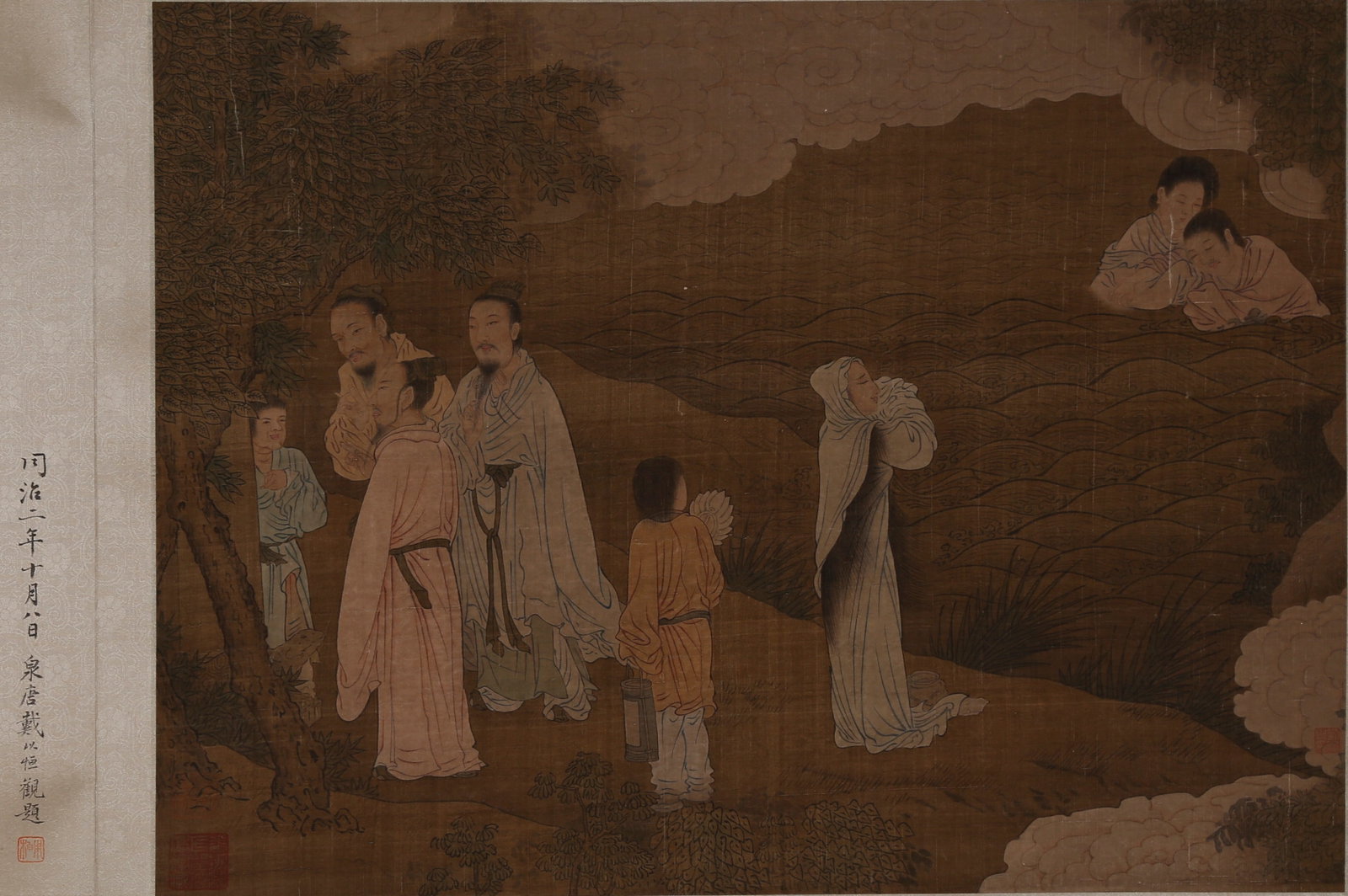A UNMOUNTED FIGURE PAINTING ON SILK BY ANONYMOUS. (1 of 8)