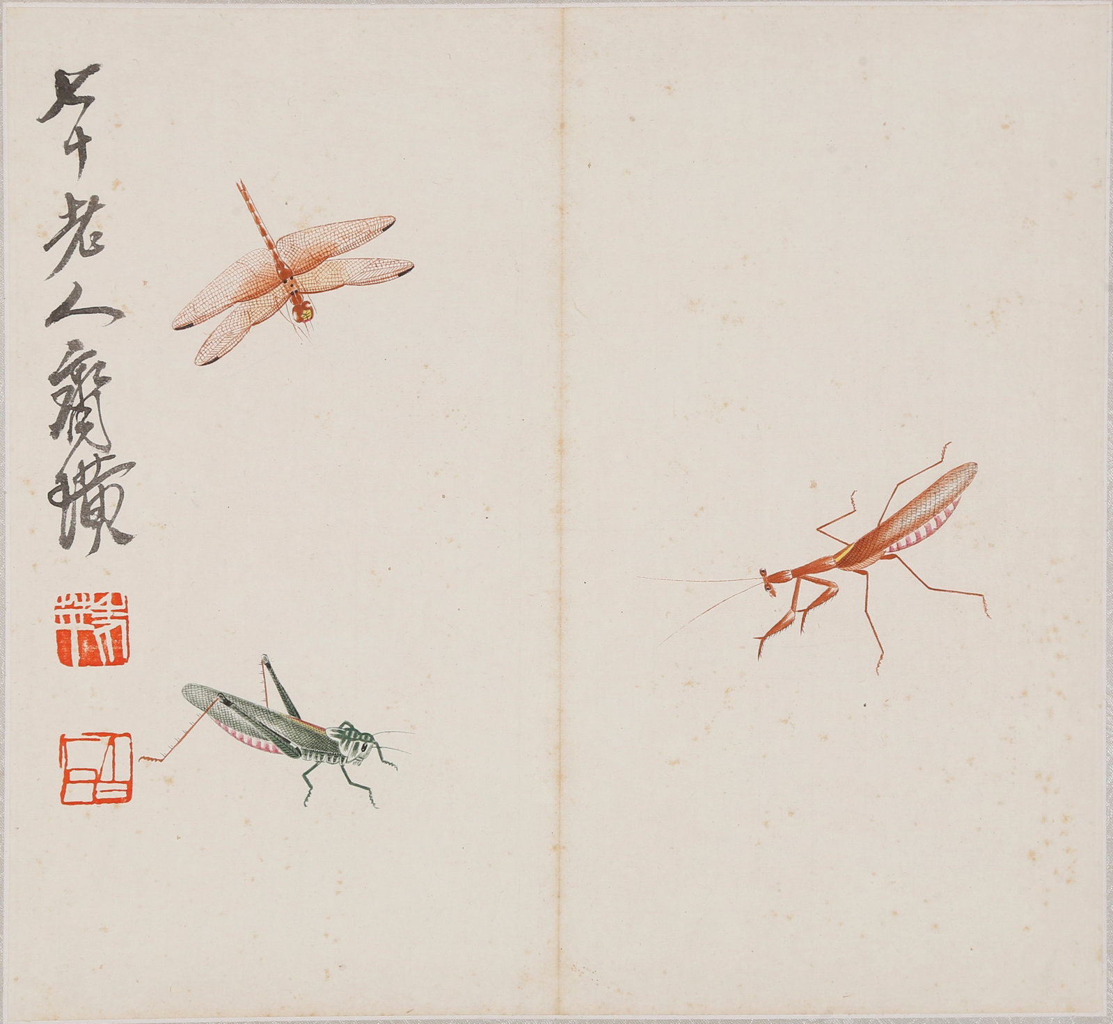 A INSECT PAINTING ON PAPER UNMOUNTED BY QI BAISHI.齊白石 (1 of 9)