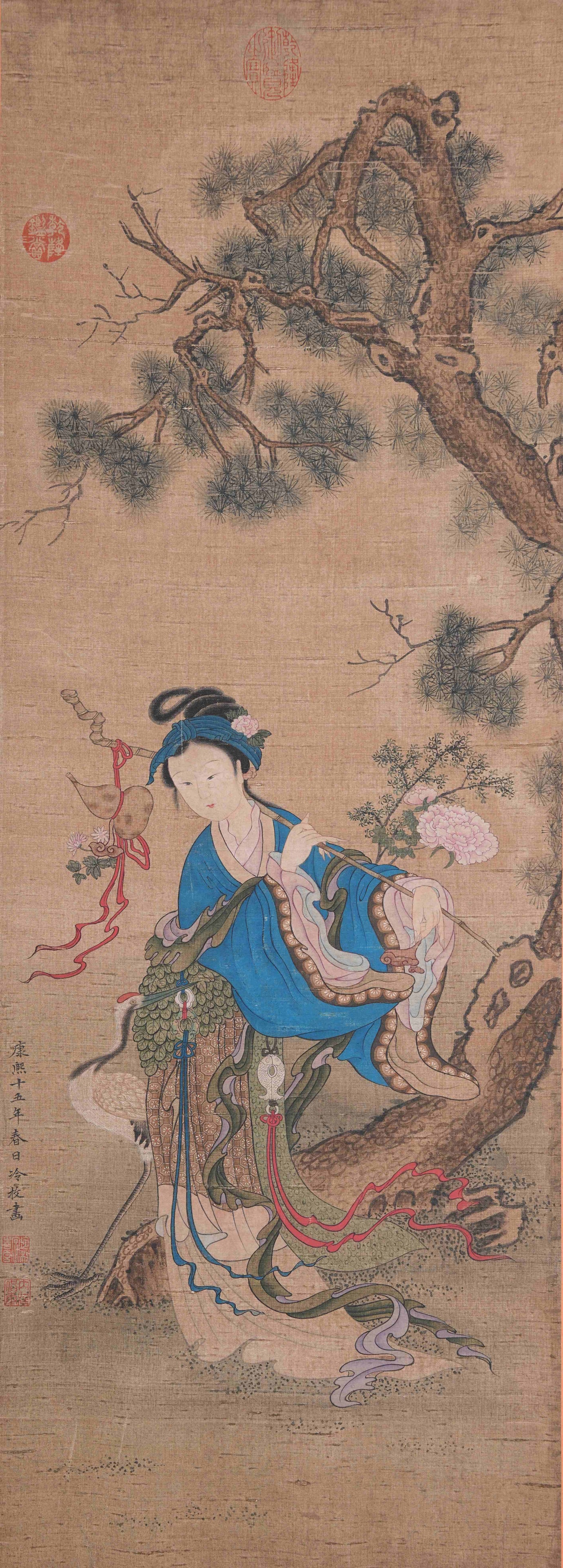 A BEAUTY PAINTING ON SILK BY LENG MEI.冷枚: Beauty Painting on Silk by Leng Mei.冷枚