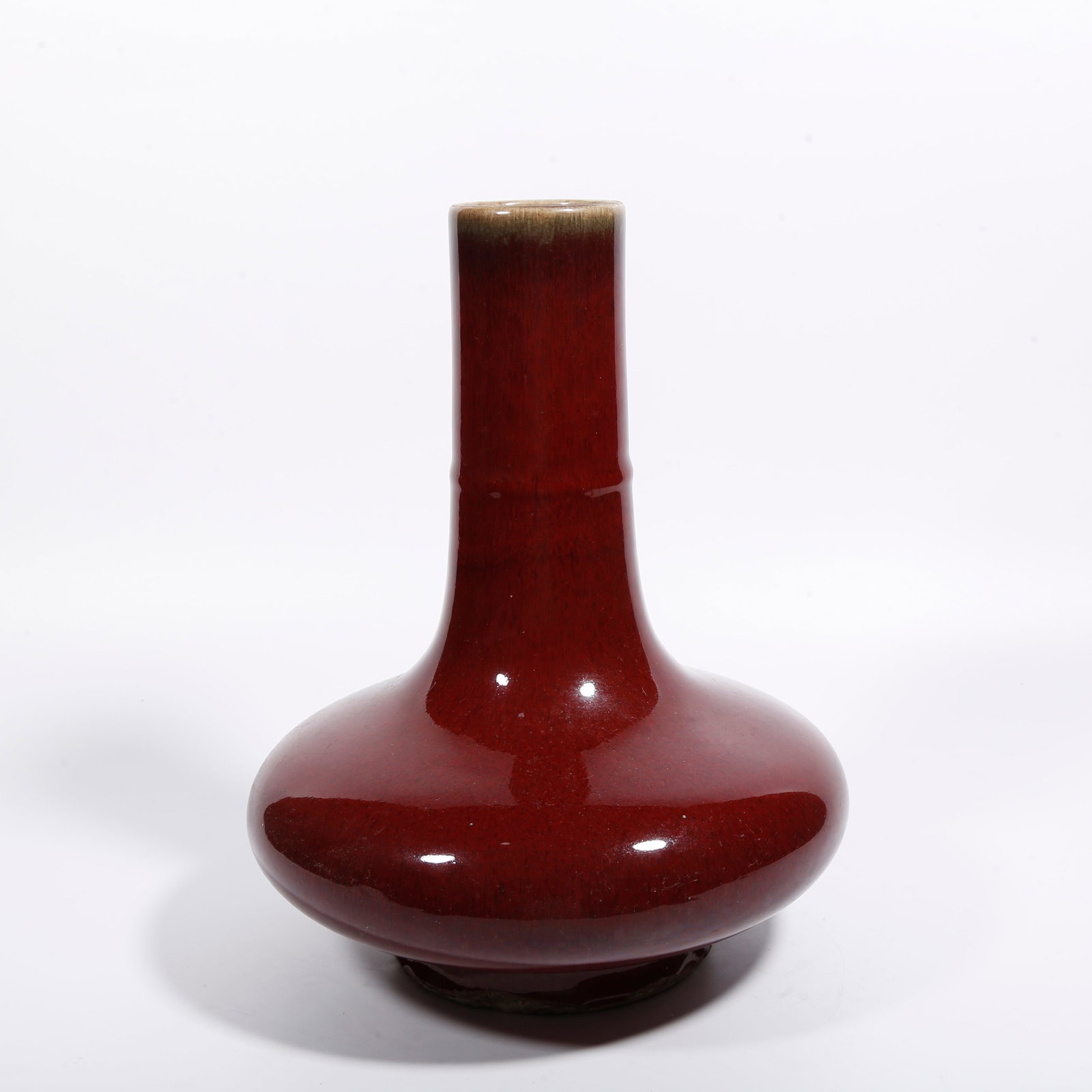 A RED GLAZE FLAT VASE: Red Glaze Flat Vase