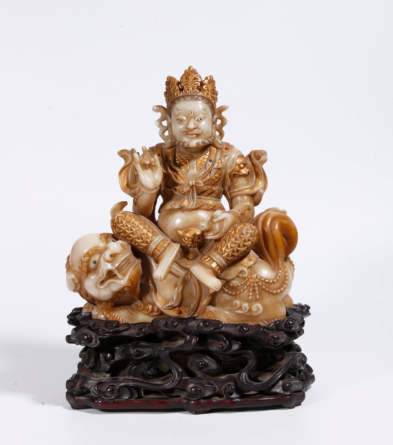 A SHOUSHAN STONE STATUE OF GOD OF WEALTH: Shoushan Stone Statue of God of Wealth