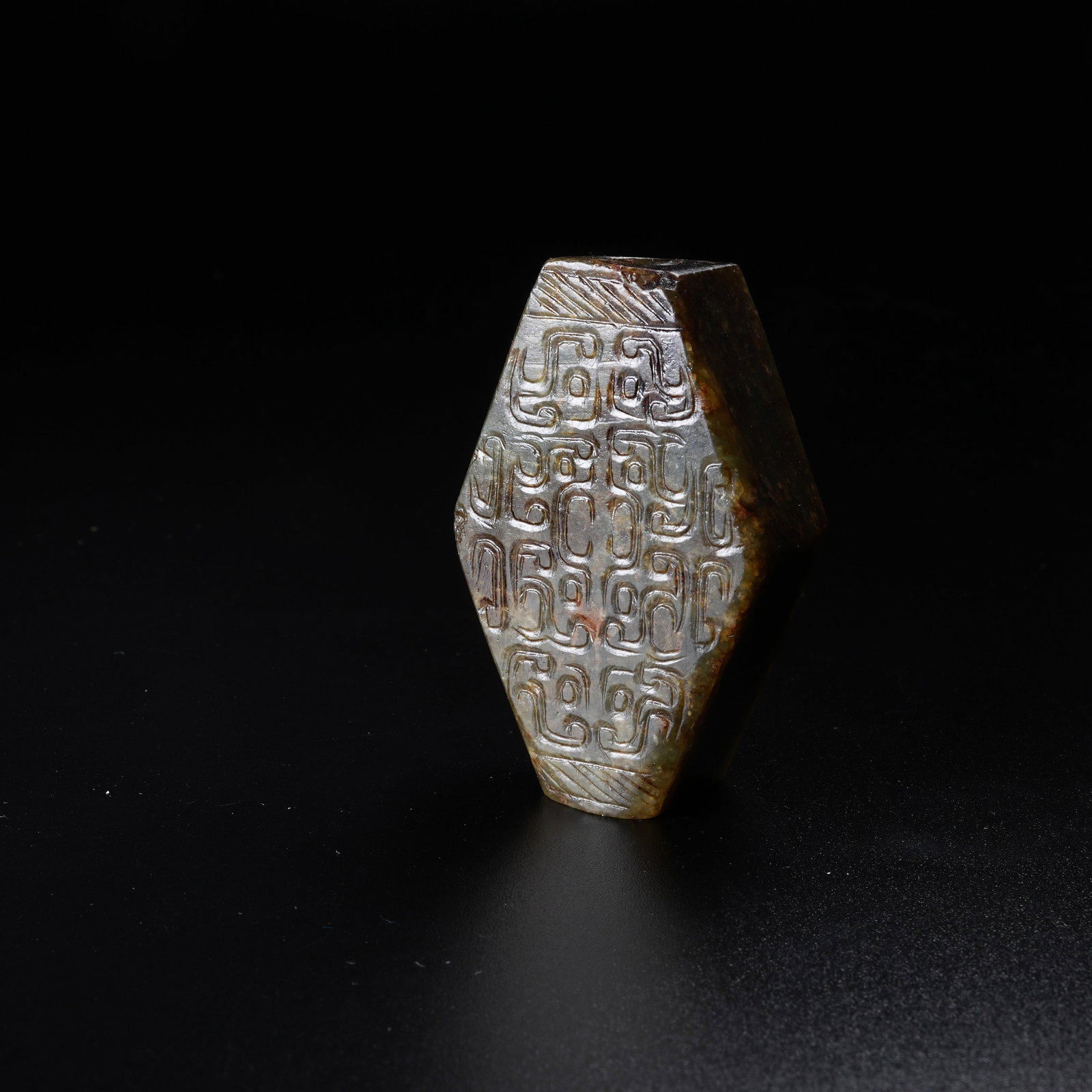 A ANCIENT JADE TUBE PENDANT: Ancient Jade Tube Pendant