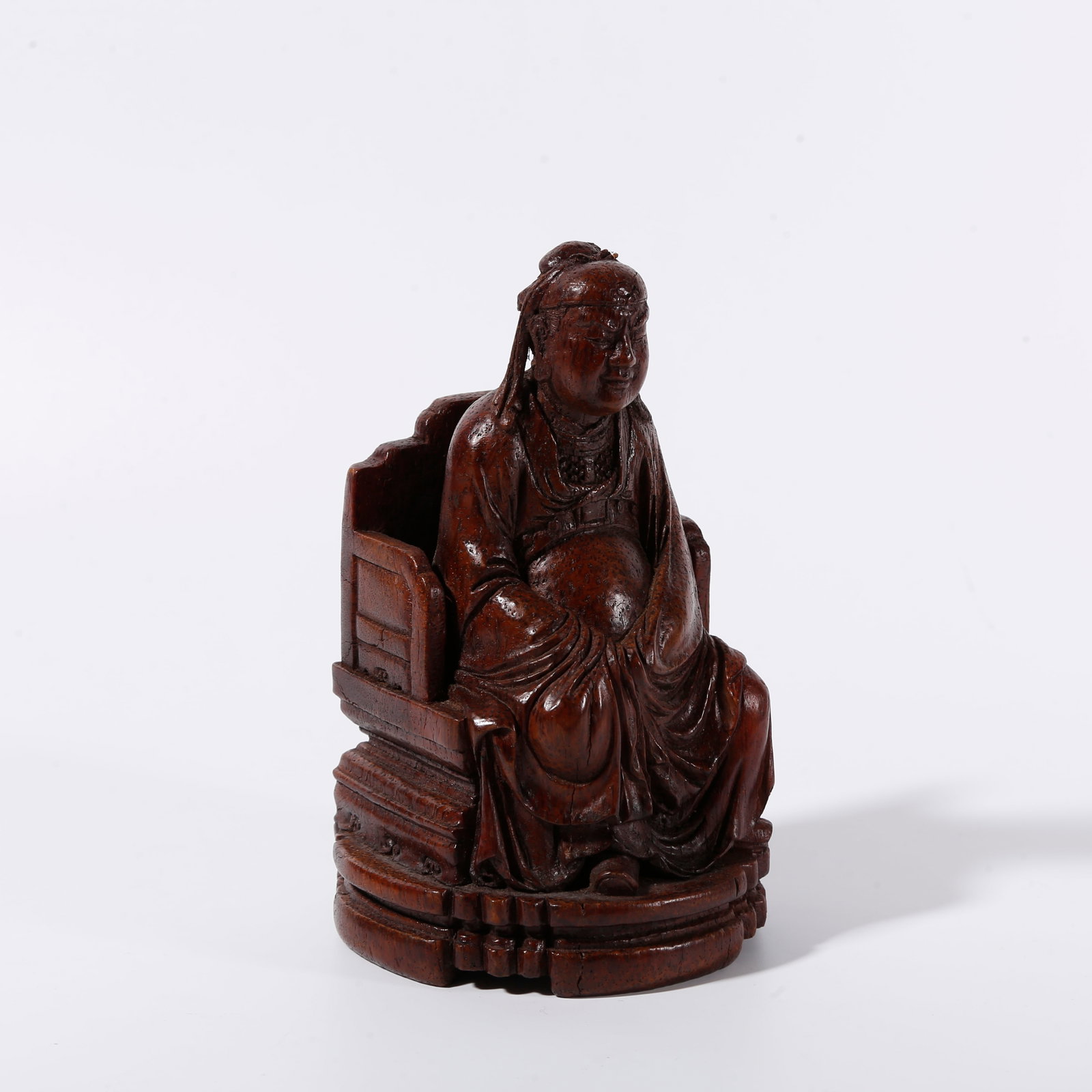 A BAMBOO CARVED STATUE OF WENCHANG GOD (1 of 8)