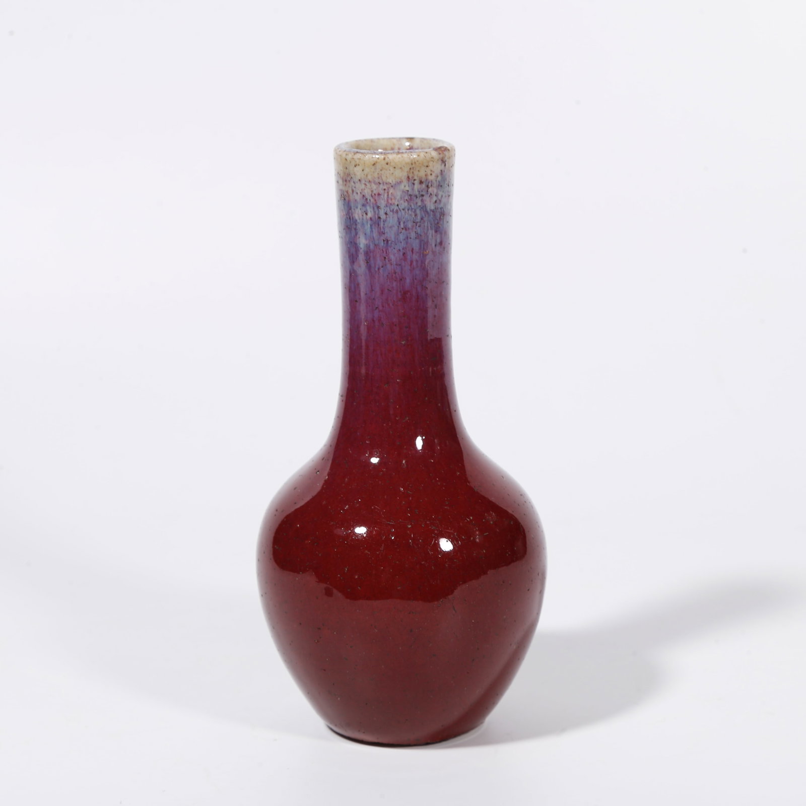 A FLAMBE GLAZE LONG NECK VASE: Flambe Glaze Long Neck Vase