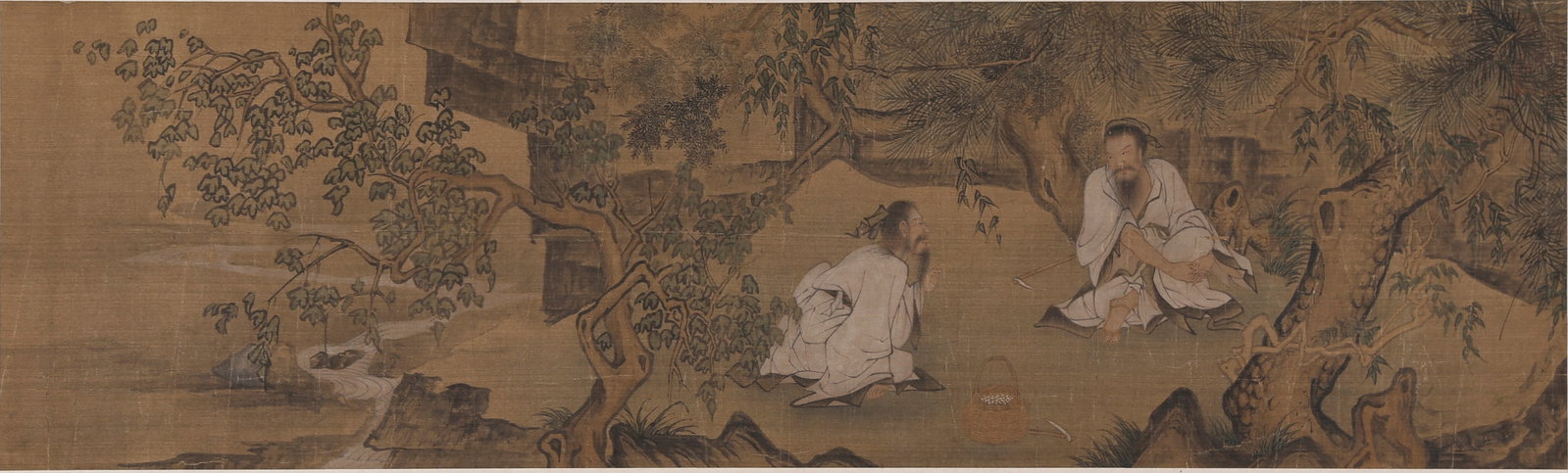 A UNMOUNTED FIGURE PAINTING ON SILK BY ANONYMOUS. (1 of 10)