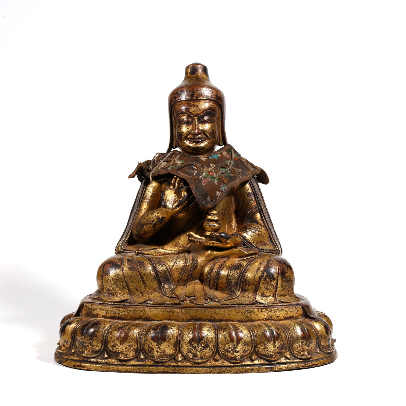 A GILT BRONZE LAMA STATUE (1 of 9)
