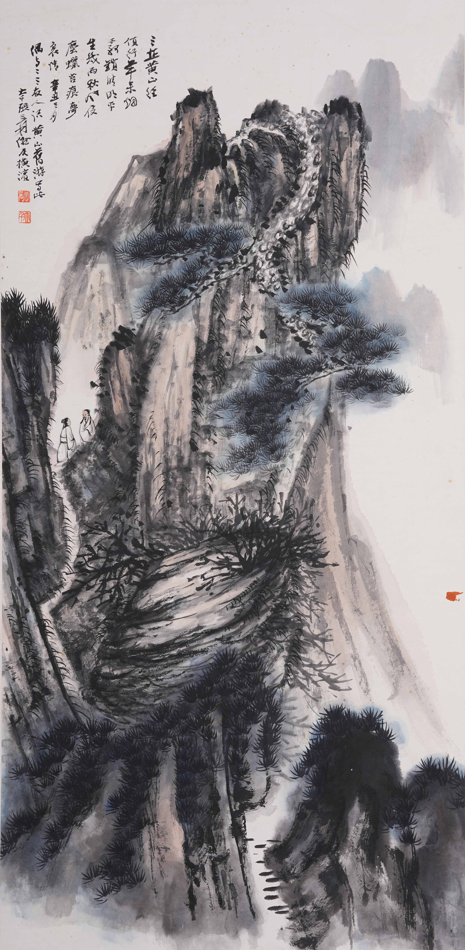 A LANDSCAPE PAINTING ON PAPER BY ZHANG DAQIAN.張大千: Landscape Painting on Paper by Zhang Daqian.張大千