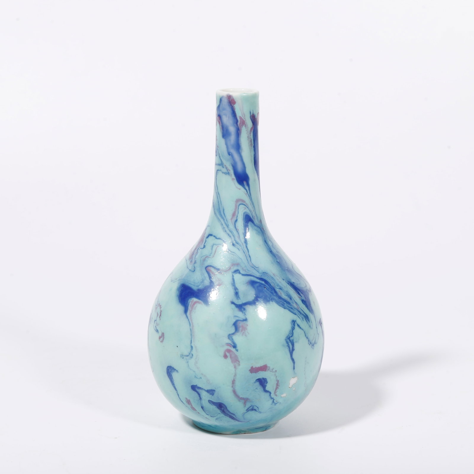 A MARBLED CLAY GALLBLADDER VASE: Marbled Clay Gallbladder Vase