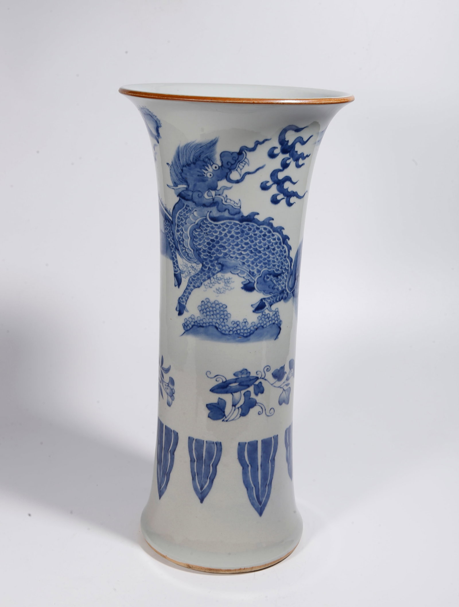 A BLUE AND WHITE GU VASE WITH QILIN PATTERNS (1 of 9)