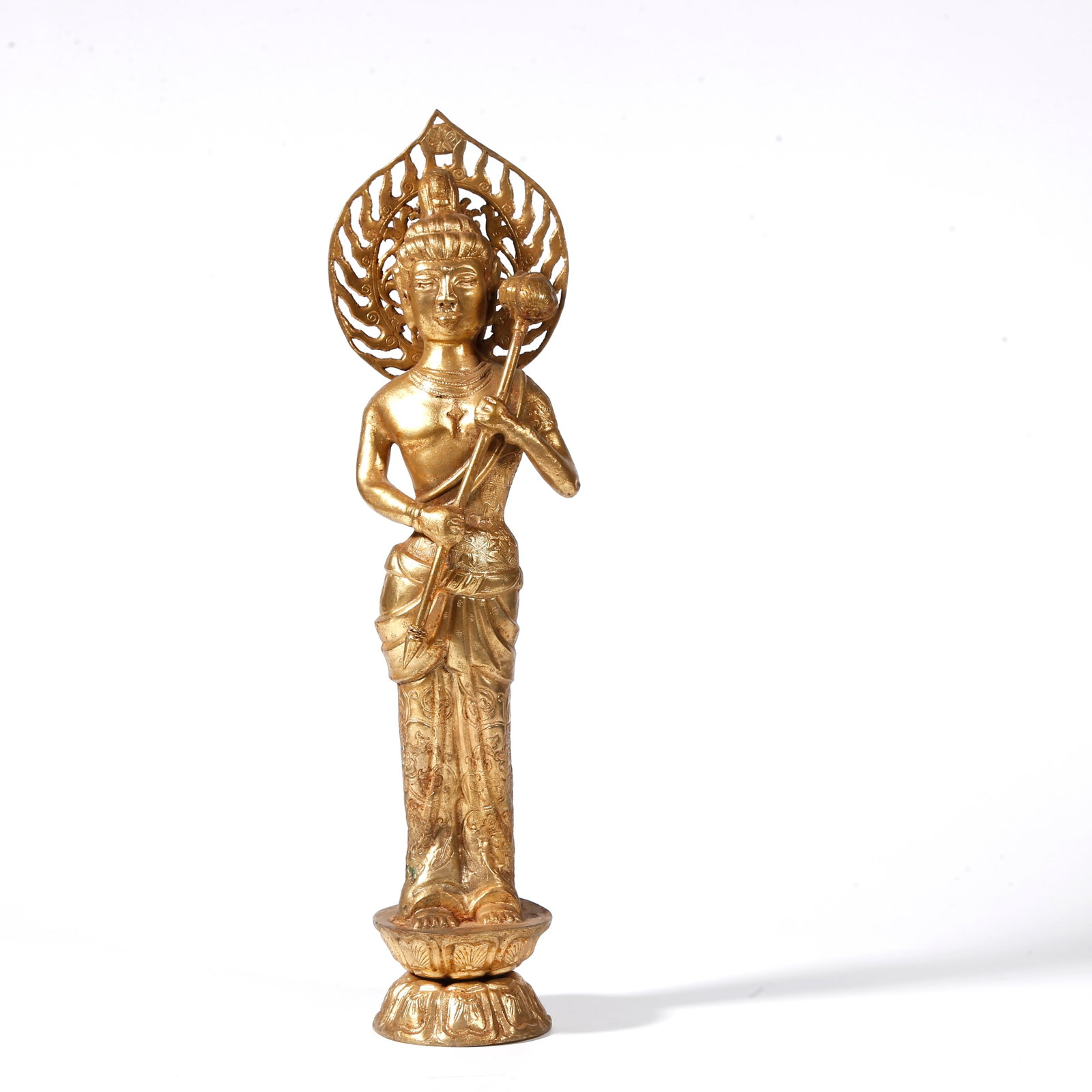 A GILT BRONZE FIGURE STATUE: Gilt Bronze Figure Statue