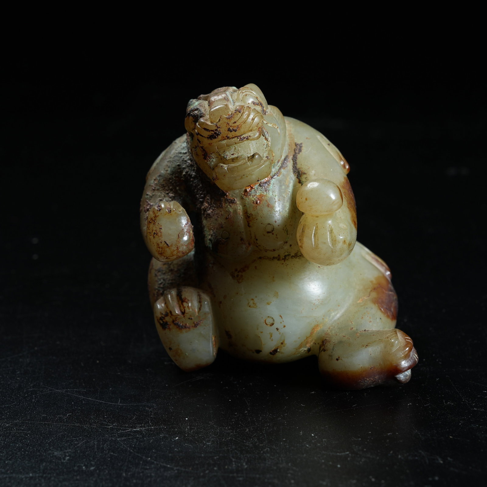 A SET OF ARCHAIC JADE DIVINE BEAST ORNAMENTS (1 of 8)