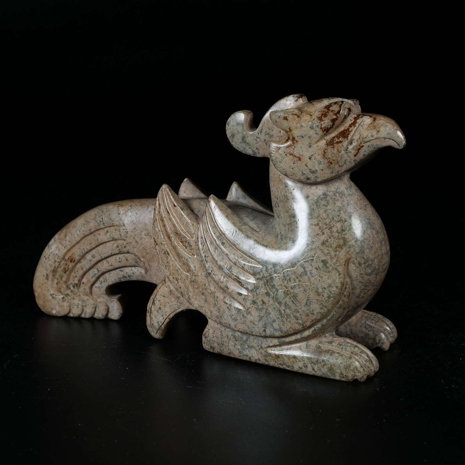 A ARCHAIC JADE PHOENIX ORNAMENT: Archaic Jade Phoenix Ornament