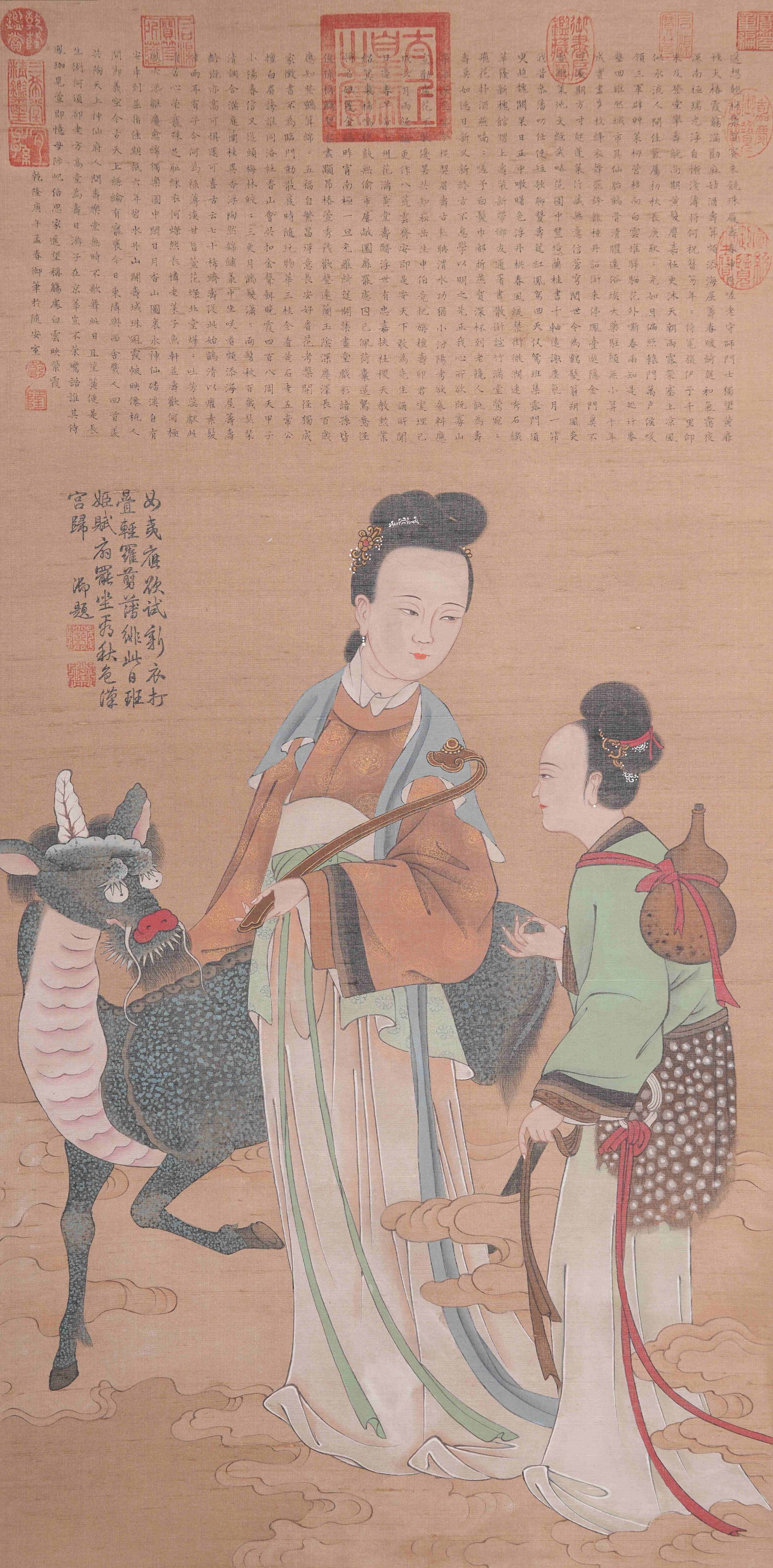A FIGURE PAINTING ON SILK BY EMPEROR QIANLONG.乾隆 (1 of 9)