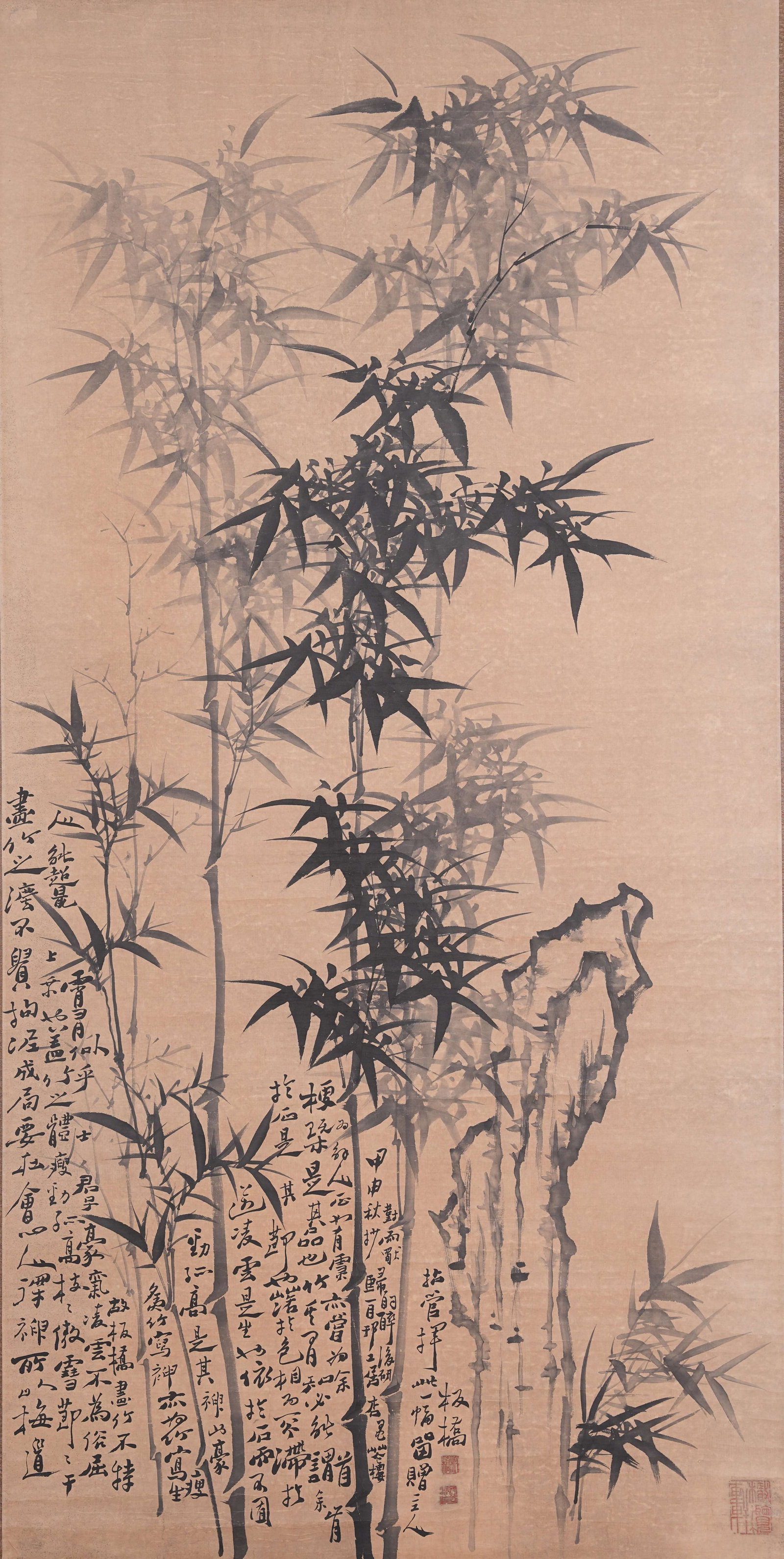 A INK BAMBOO PAINTING ON PAPER BY ZHENG BANQIAO.鄭板橋: Ink Bamboo Painting on Paper by Zheng Banqiao.鄭板橋