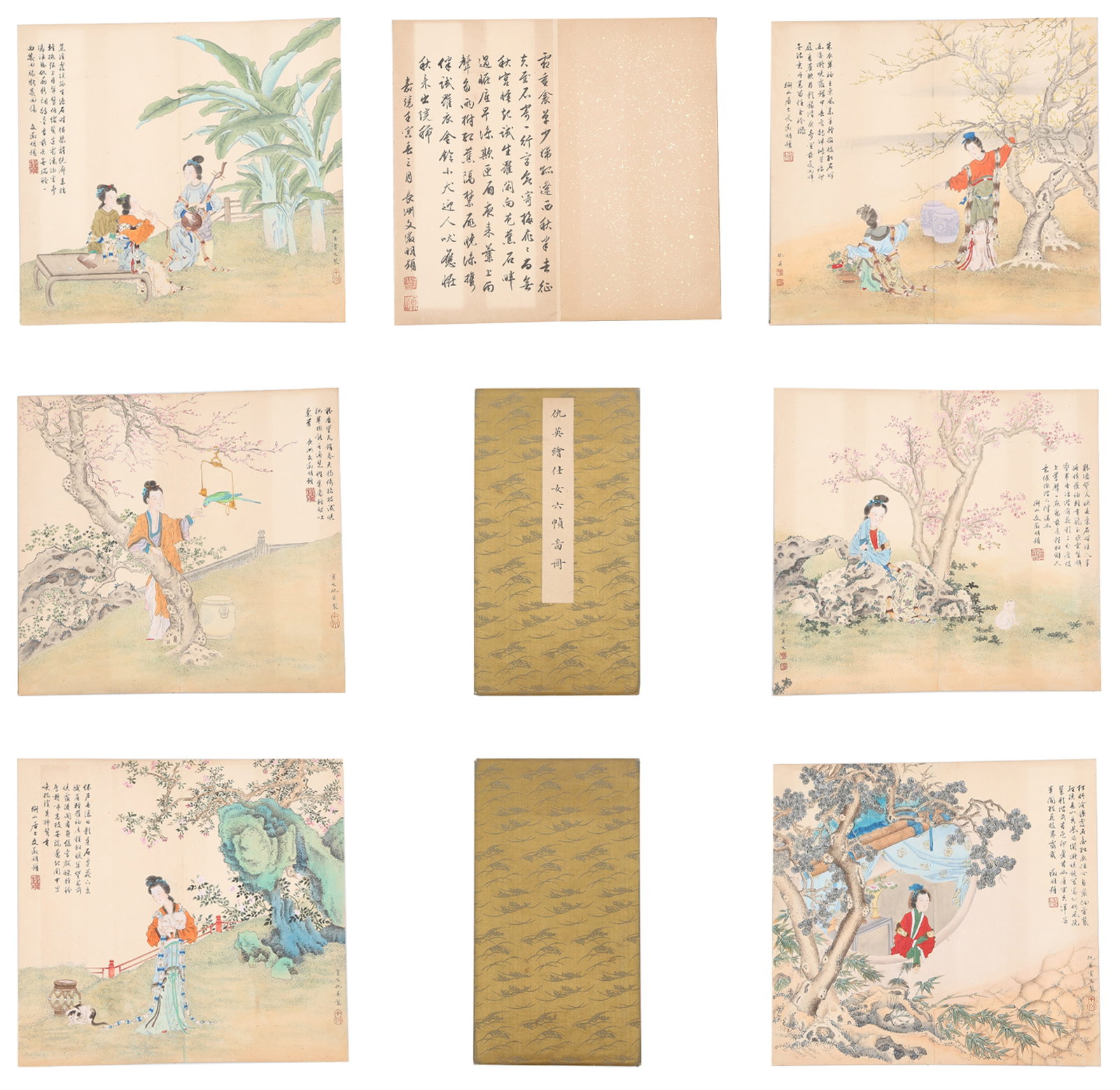 A BEAUTY PAINTINGS ALBUM LEAVES ON PAPER BY QIU YING (5 LEAVES).仇英 (1 of 10)