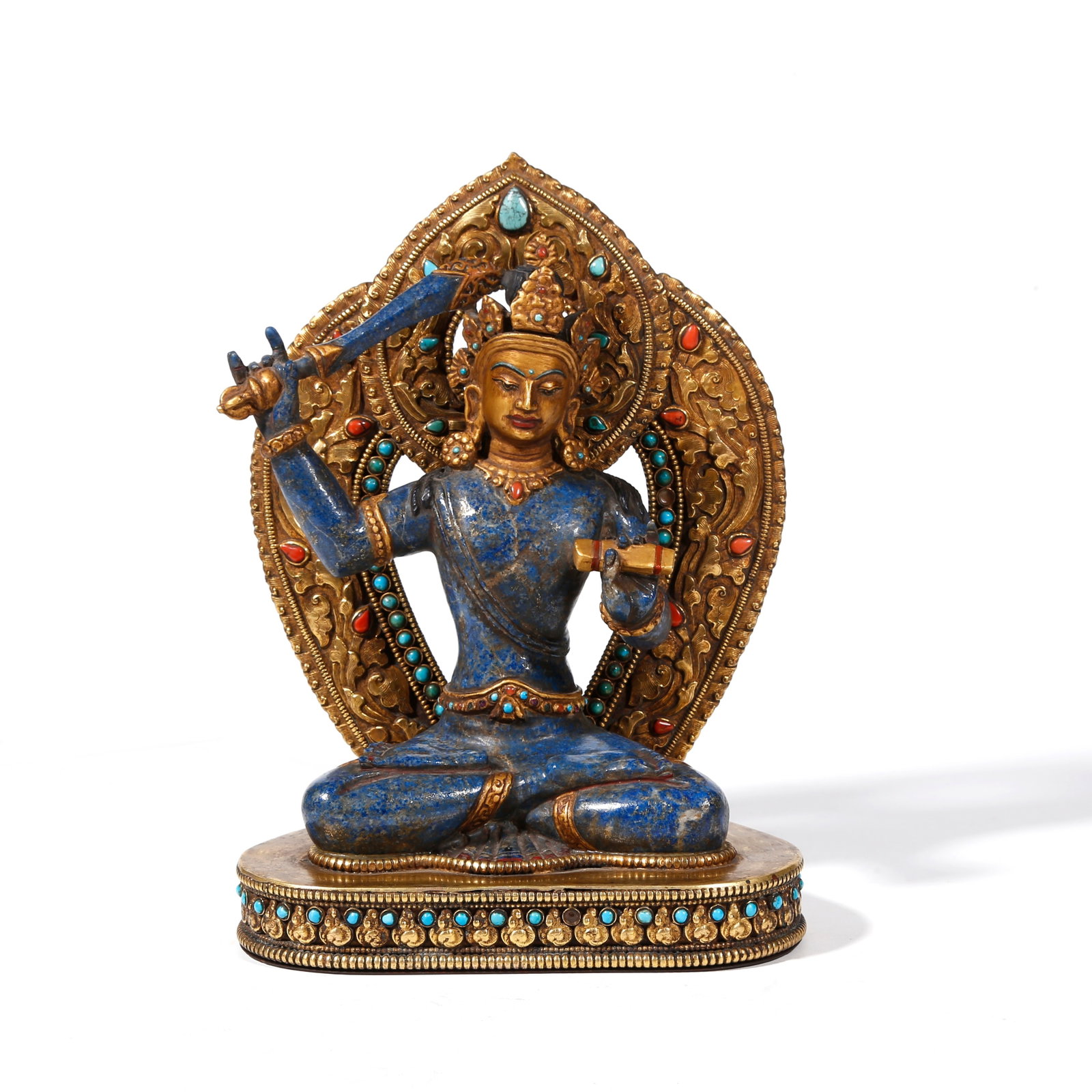 A LAPIS LAZULI STATUE OF MANJUSHRI (1 of 9)