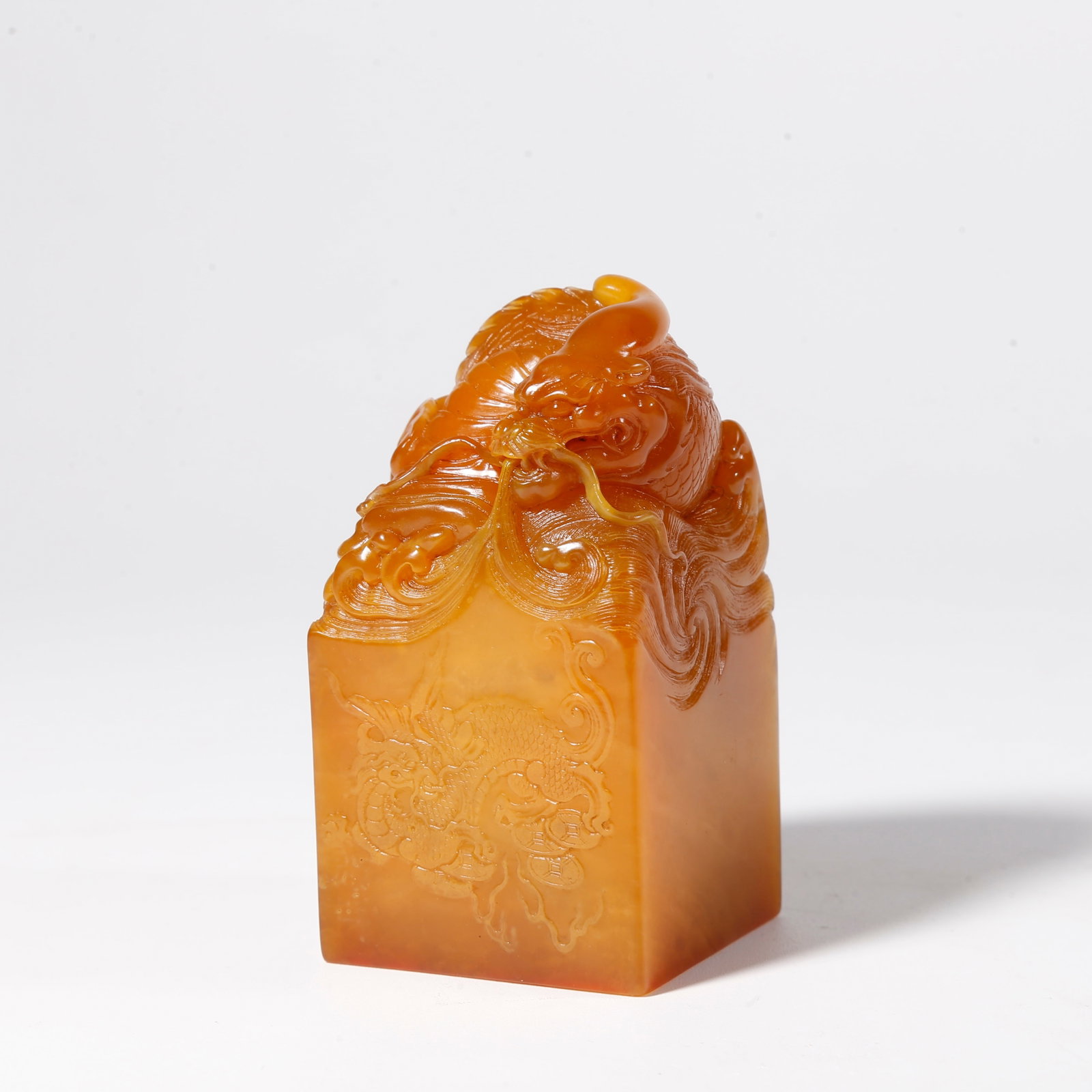 A SHOUSHAN TIANHUANG STONE SEAL CARVED WITH BEAST PATTERN: Shoushan Tianhuang Stone Seal Carved with Beast Pattern