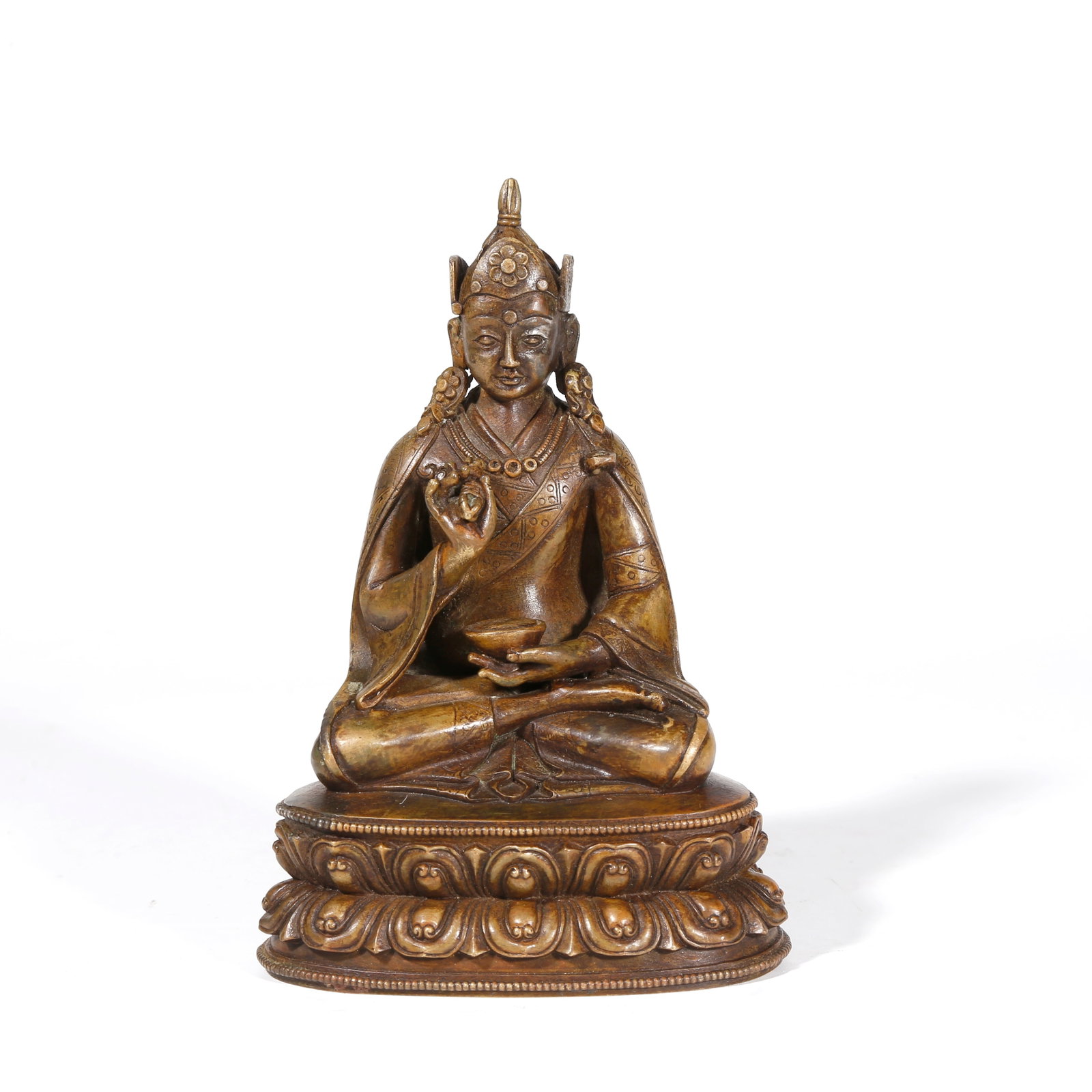 A BRONZE STATUE OF PADMASAMBHAVA: Bronze Statue of Padmasambhava