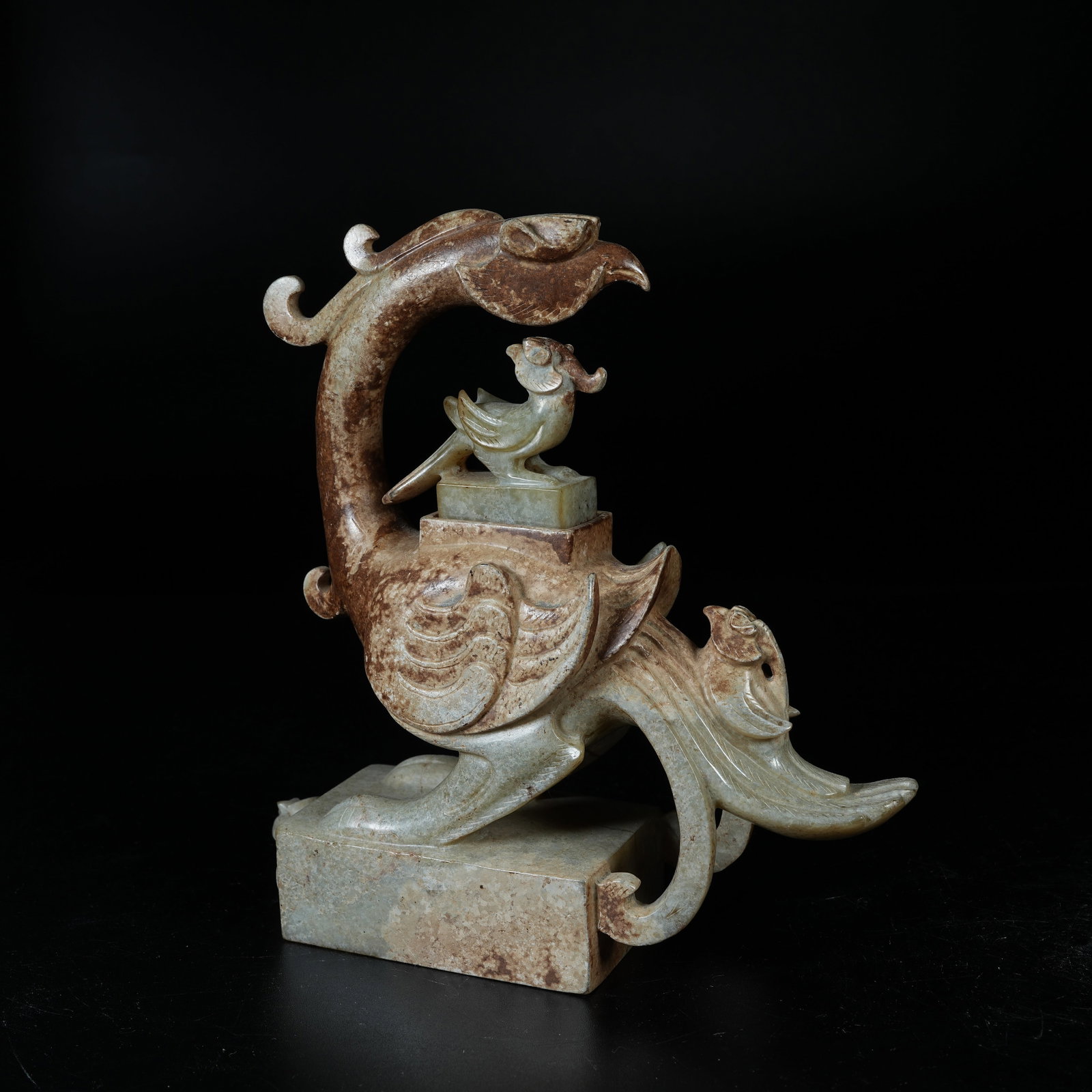 A ARCHAIC JADE PHOENIX INCENSE BURNER: Archaic Jade Phoenix Incense Burner