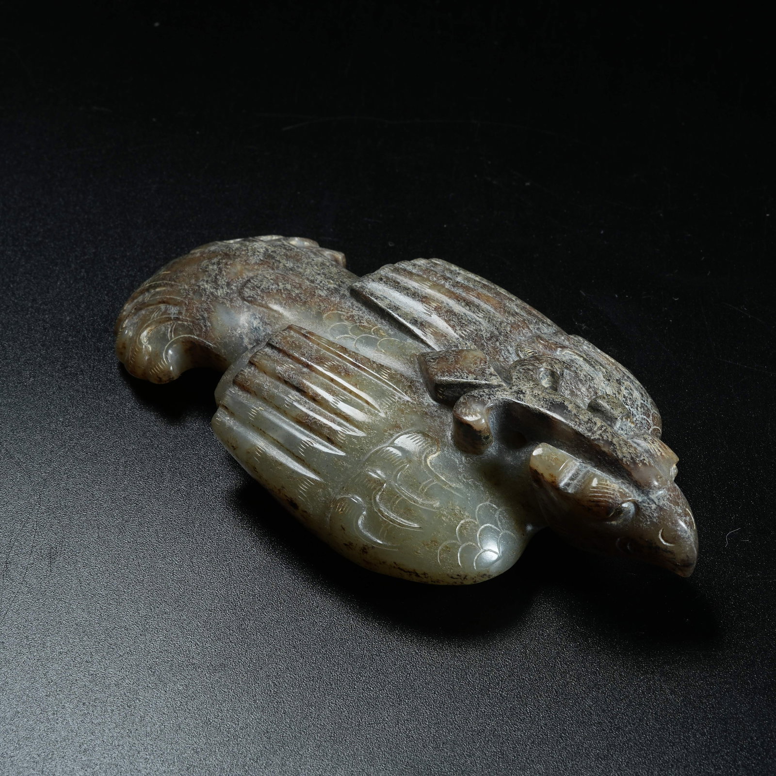 A ARCHAIC JADE PHOENIX BIRD PENDANT: Archaic Jade Phoenix Bird Pendant