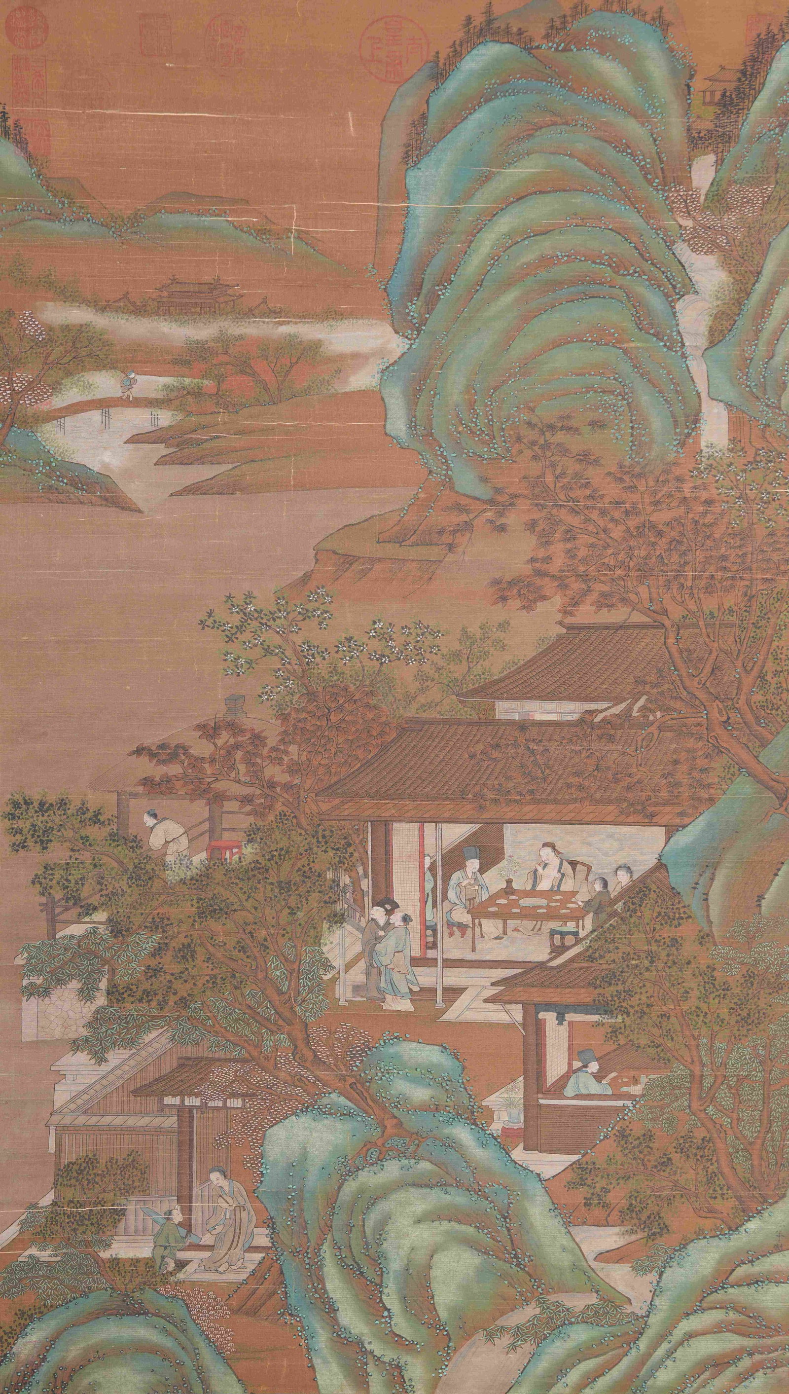 A LANDSCAPE PAINTING ON SILK BY LIU SONGNIAN.劉松年: Landscape Painting on Silk by Liu Songnian.劉松年