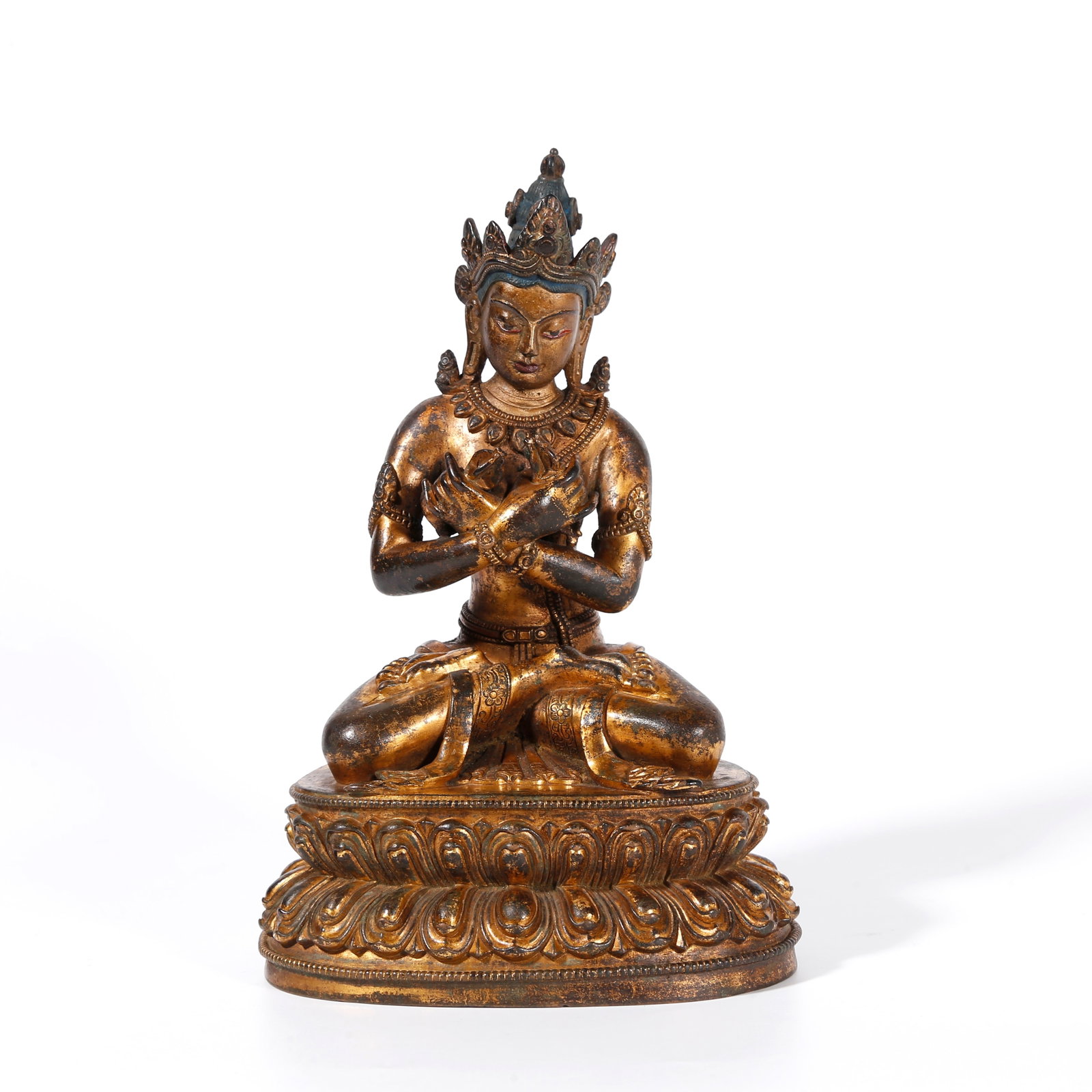 A GILT BRONZE STATUE OF VAJRADHARA: Gilt Bronze Statue of Vajradhara